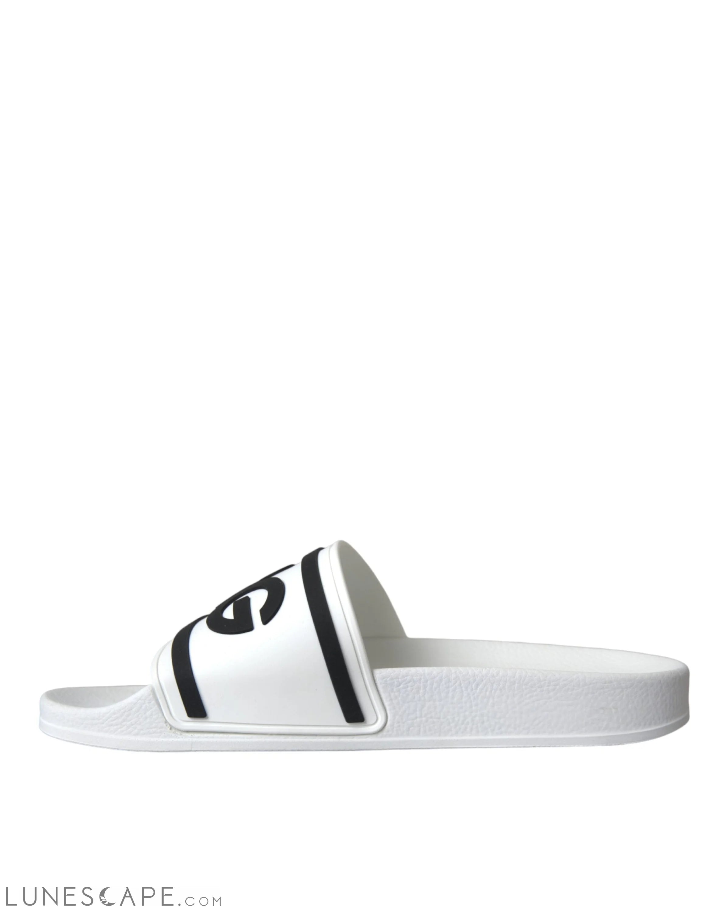 Dolce & Gabbana White Black Sandals Rubber Beachwear Shoes LUNESCAPE