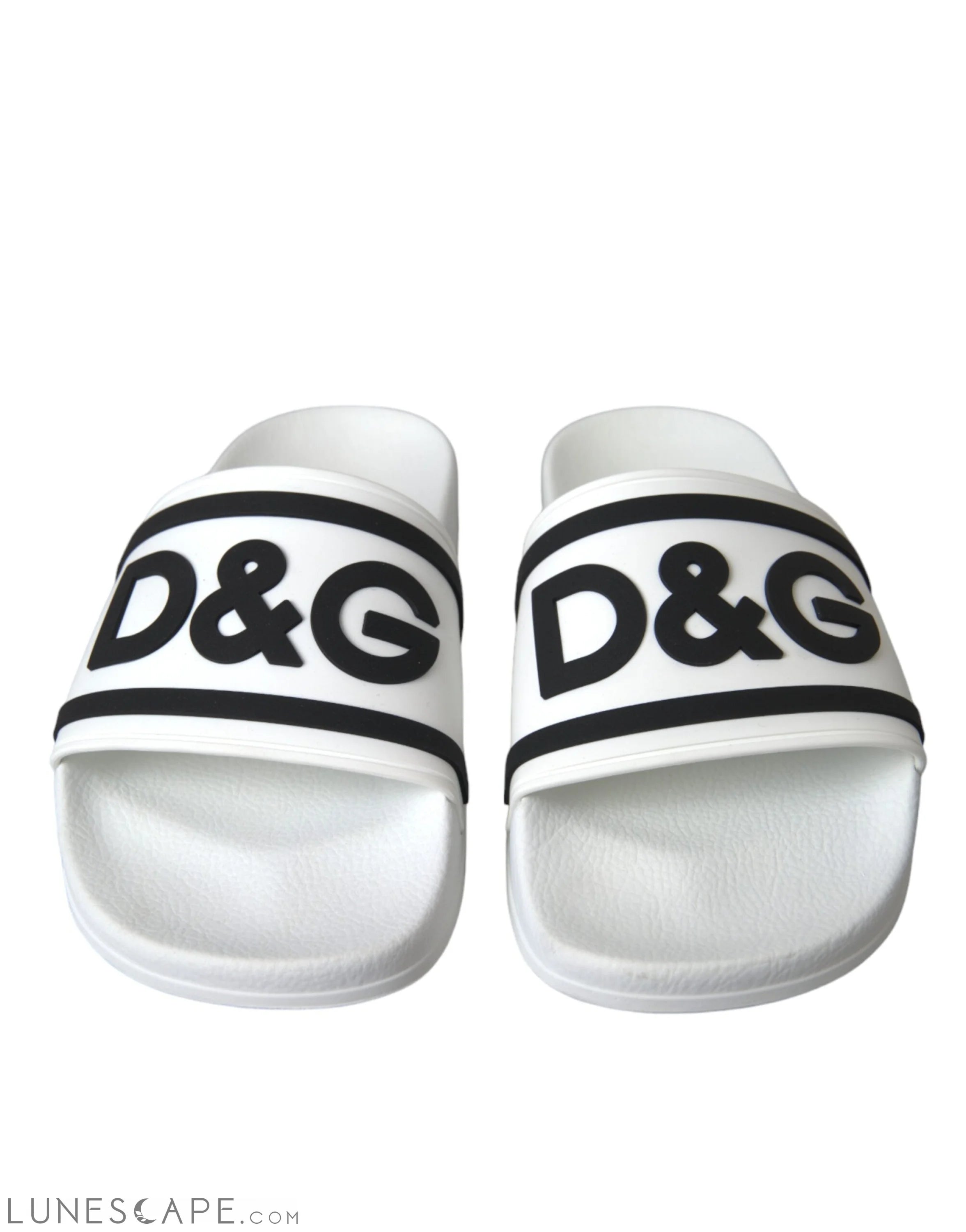 Dolce & Gabbana White Black Sandals Rubber Beachwear Shoes LUNESCAPE