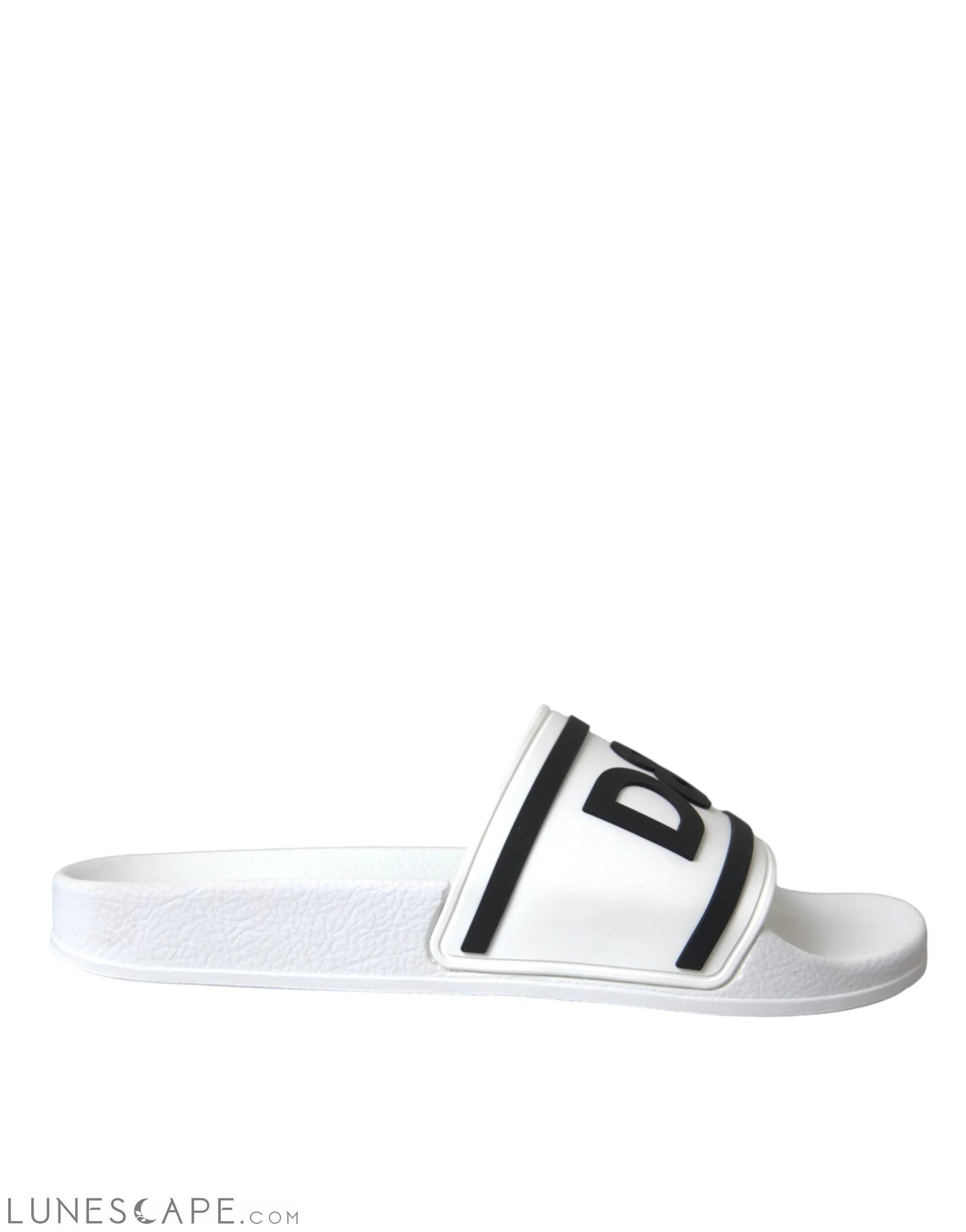 Dolce & Gabbana White Black Sandals Rubber Beachwear Shoes LUNESCAPE