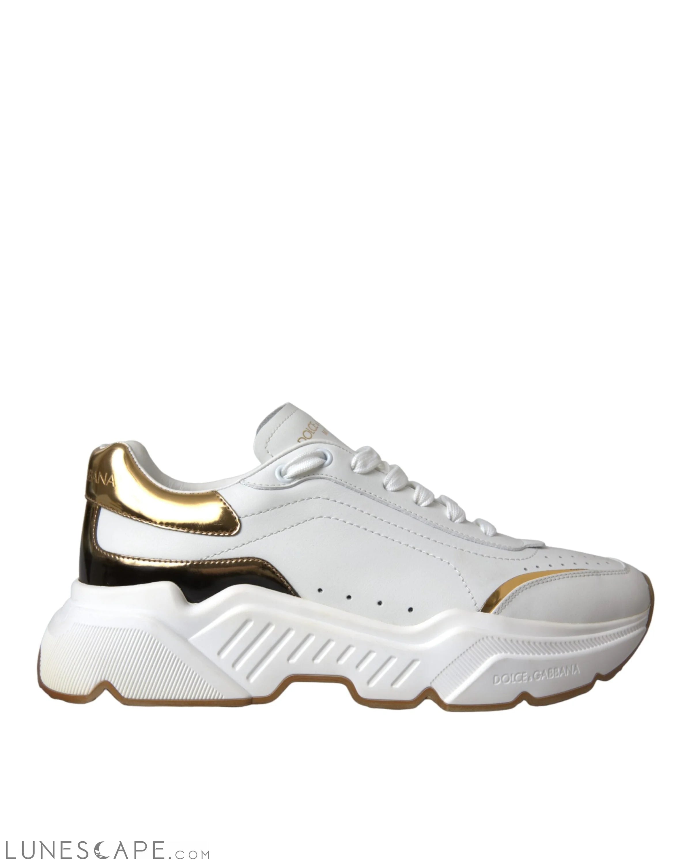 Dolce & Gabbana White Gold DAYMASTER Leather Sneakers Shoes LUNESCAPE