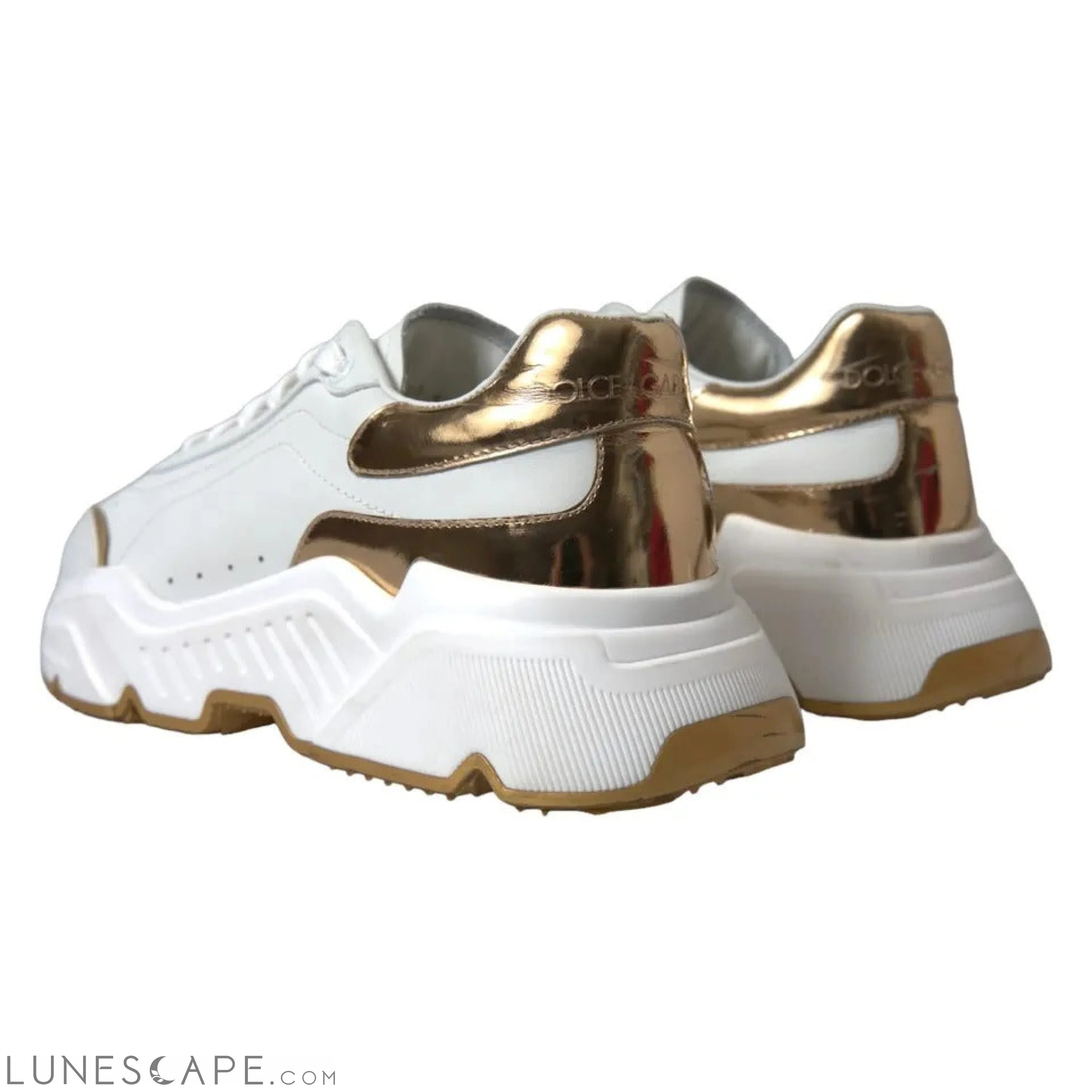 Dolce & Gabbana White Gold Leather Men Sneakers DAYMASTER Shoes LUNESCAPE