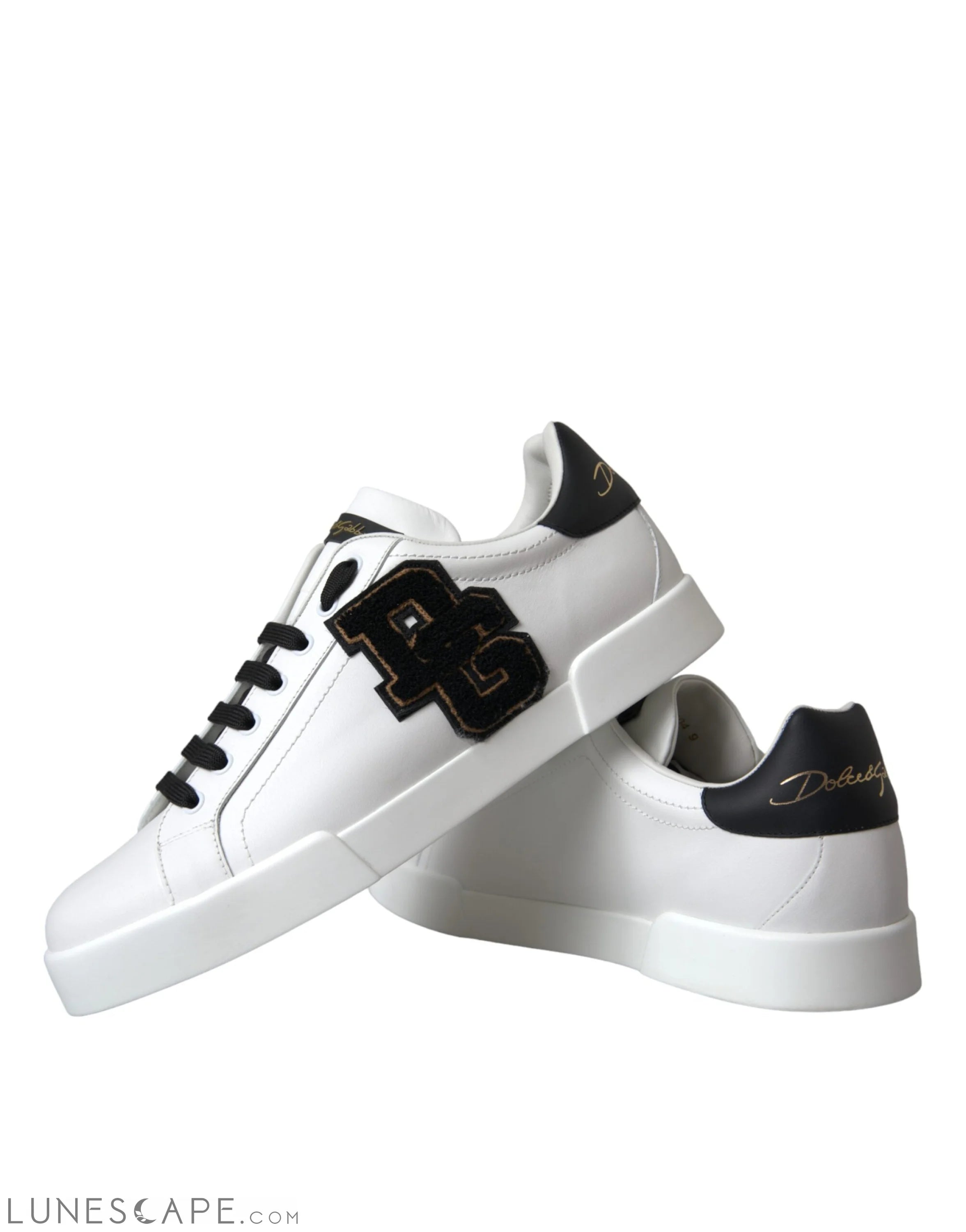 Dolce & Gabbana White Leather DG Logo Casual Low Top Sneakers Shoes LUNESCAPE