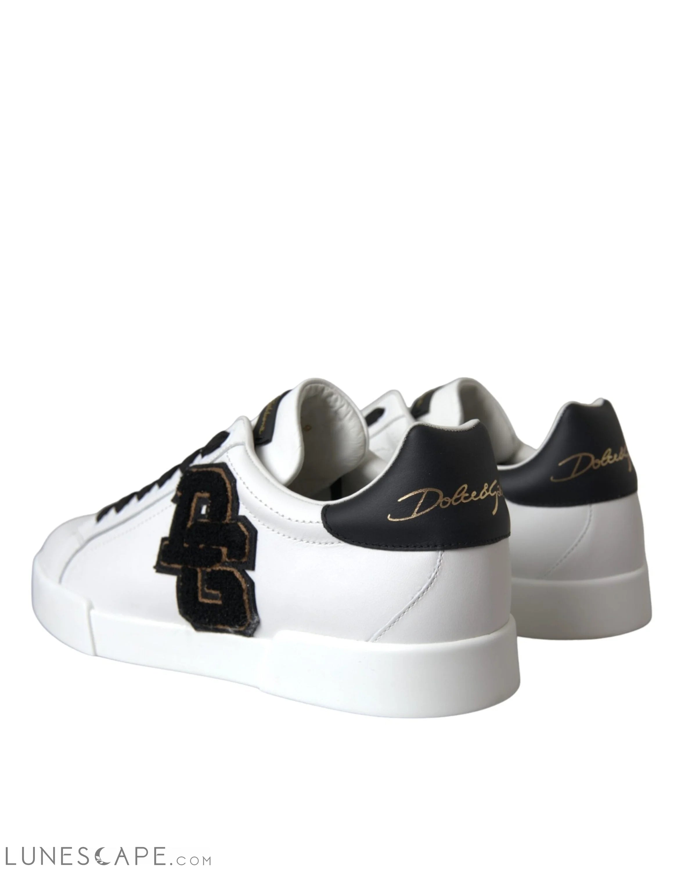 Dolce & Gabbana White Leather DG Logo Casual Low Top Sneakers Shoes LUNESCAPE