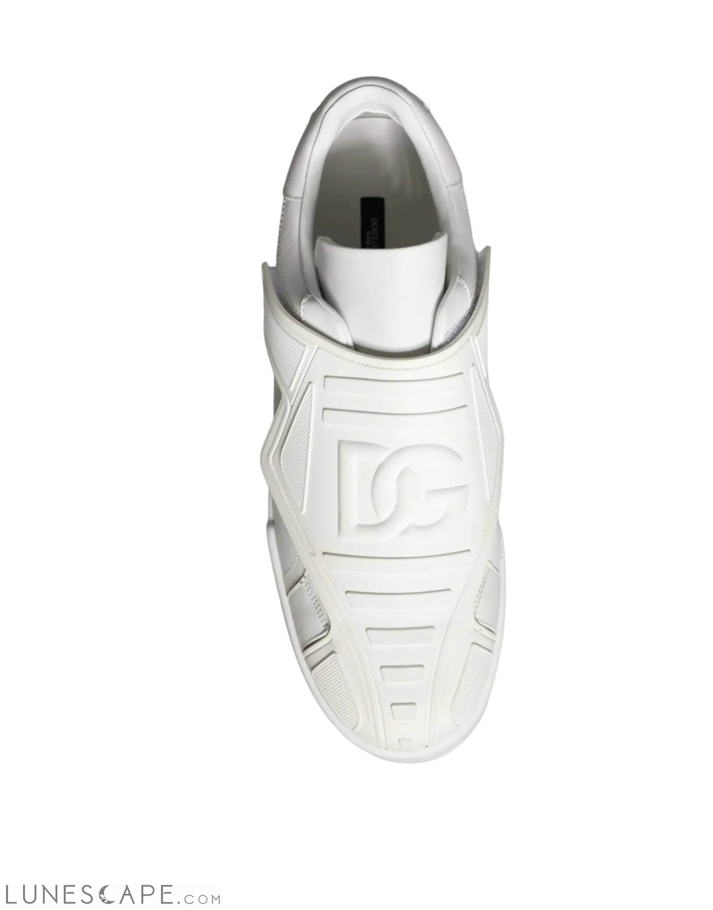 Dolce & Gabbana White Leather Slip On Low Top Sneakers Shoes LUNESCAPE