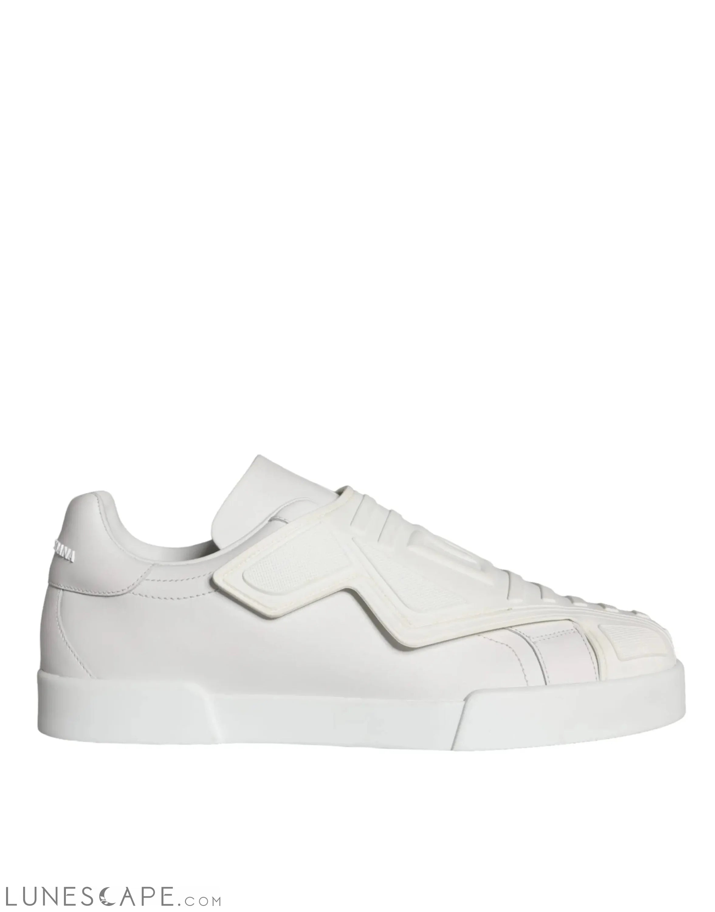 Dolce & Gabbana White Leather Slip On Low Top Sneakers Shoes LUNESCAPE