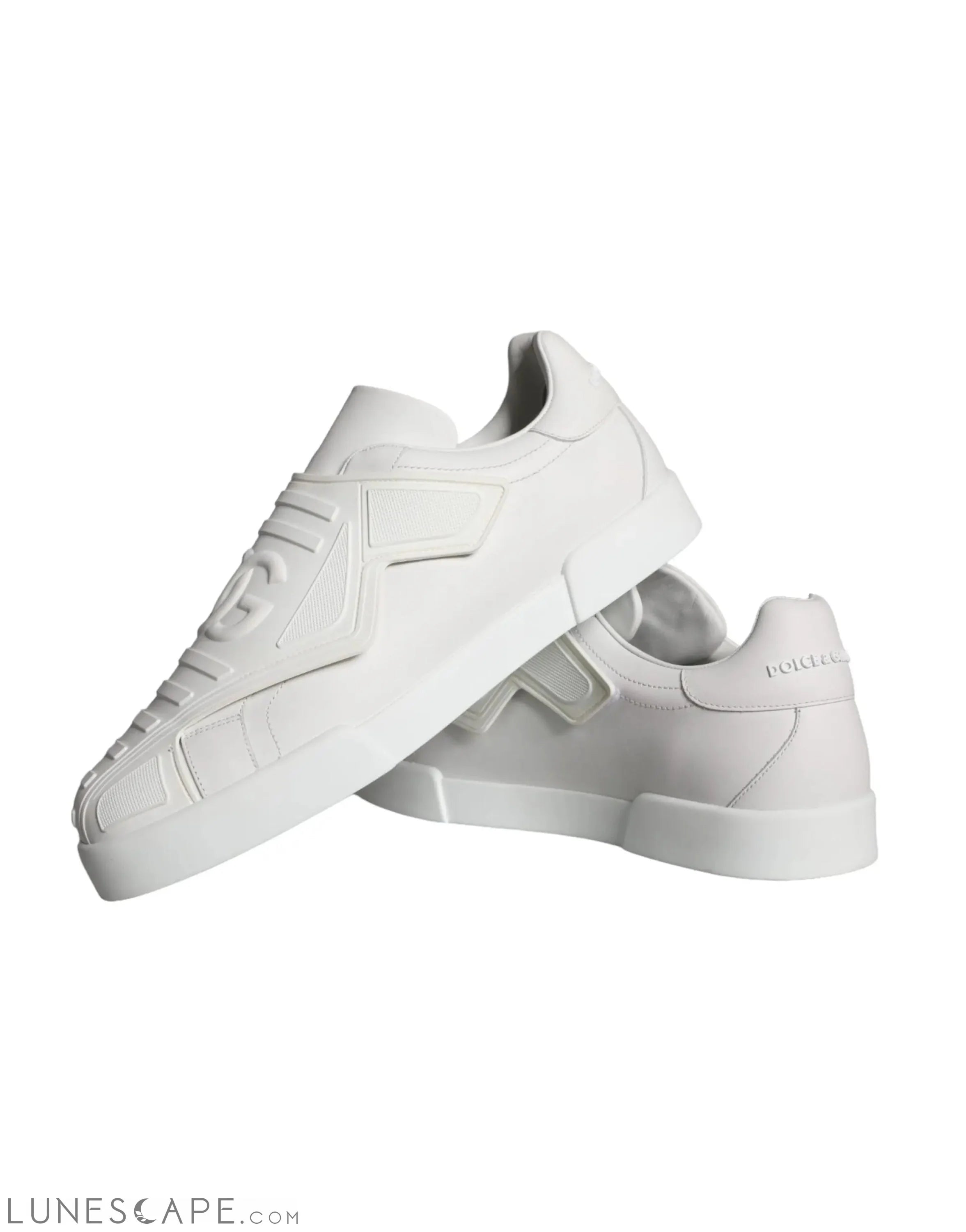 Dolce & Gabbana White Leather Slip On Low Top Sneakers Shoes LUNESCAPE