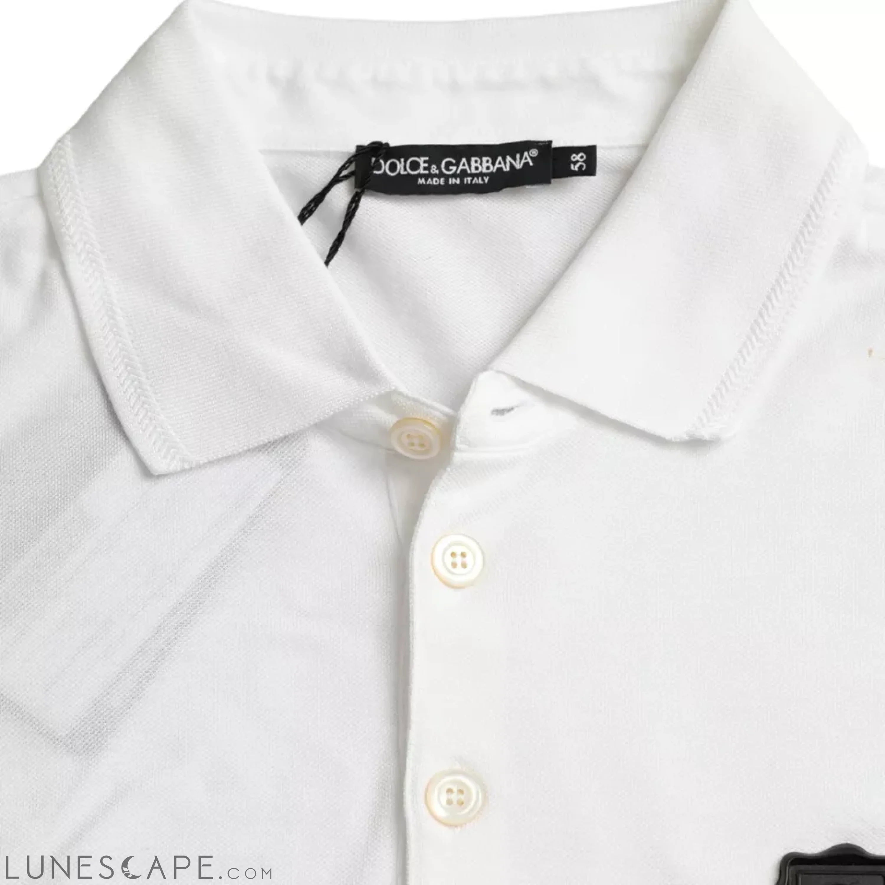 Dolce & Gabbana White Logo Collared Short Sleeve T-shirt LUNESCAPE