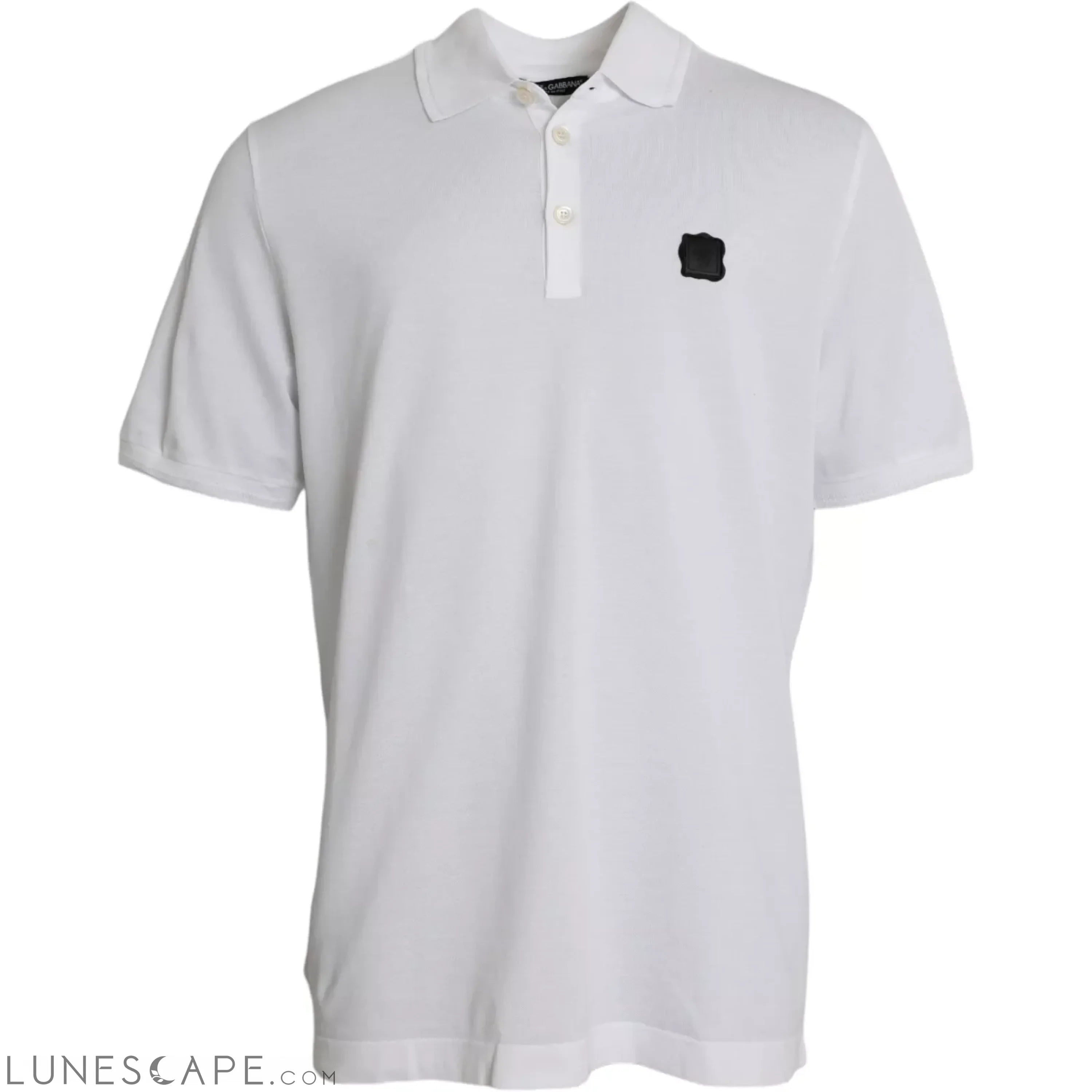 Dolce & Gabbana White Logo Collared Short Sleeve T-shirt LUNESCAPE