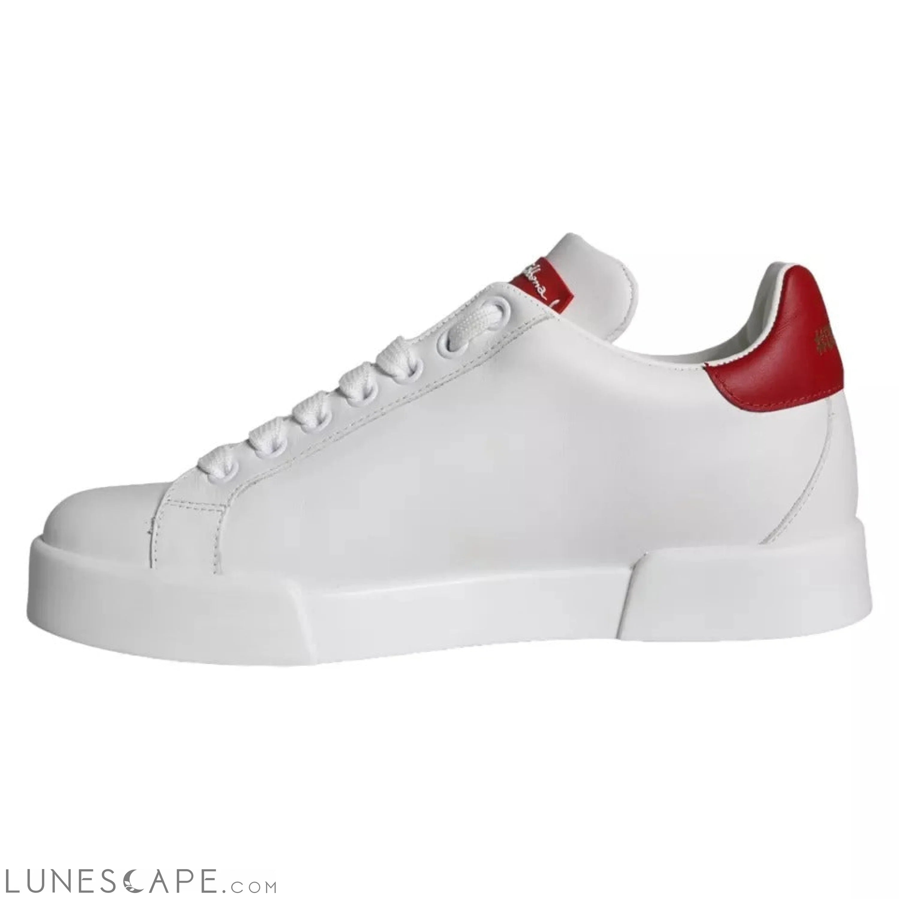 Dolce & Gabbana White Patch Calfskin Nappa Portofino Sneakers Shoes LUNESCAPE
