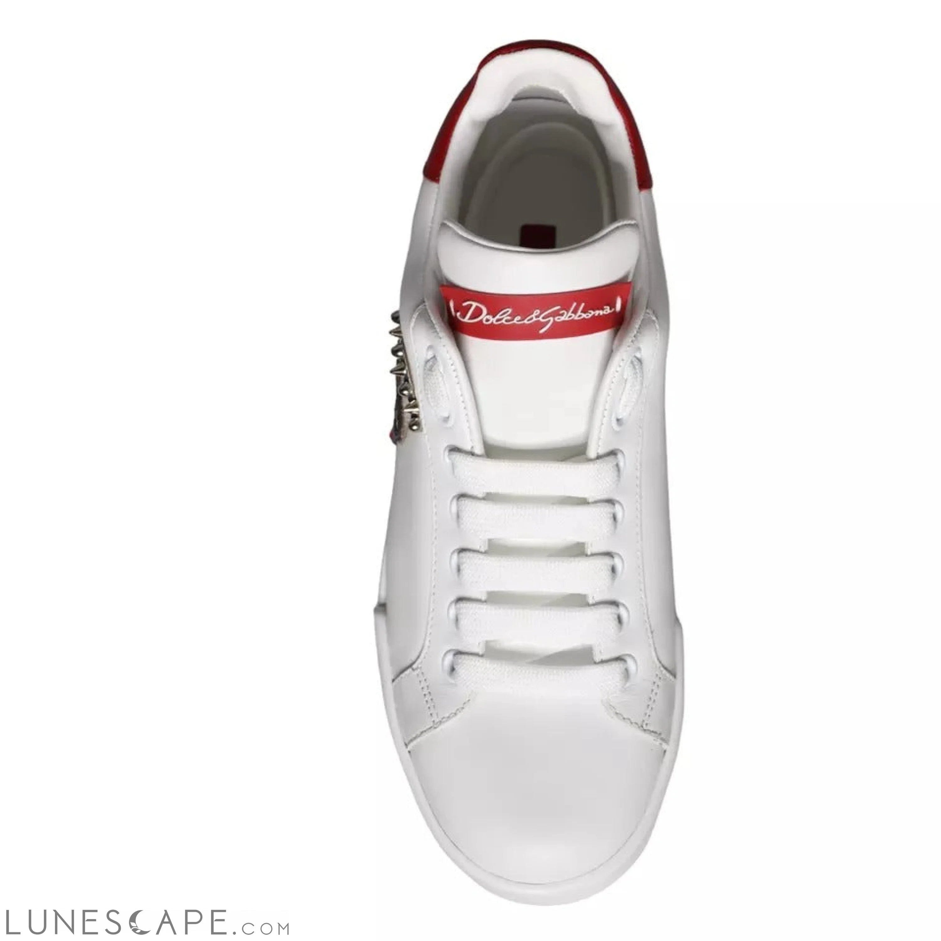 Dolce & Gabbana White Patch Calfskin Nappa Portofino Sneakers Shoes LUNESCAPE