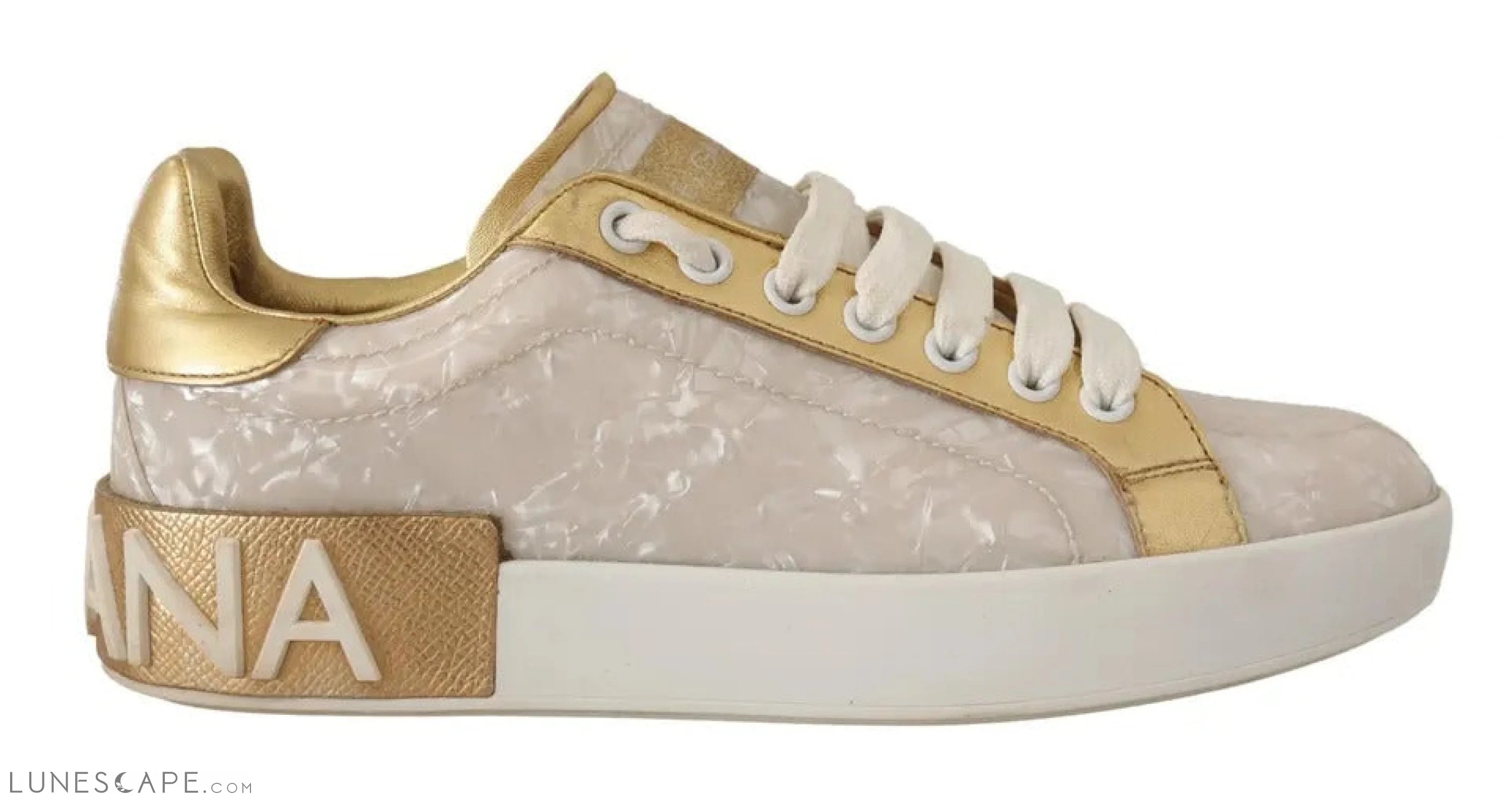 Dolce & Gabbana White Portofino Mother Of Pearl Sneakers Casual Shoes LUNESCAPE