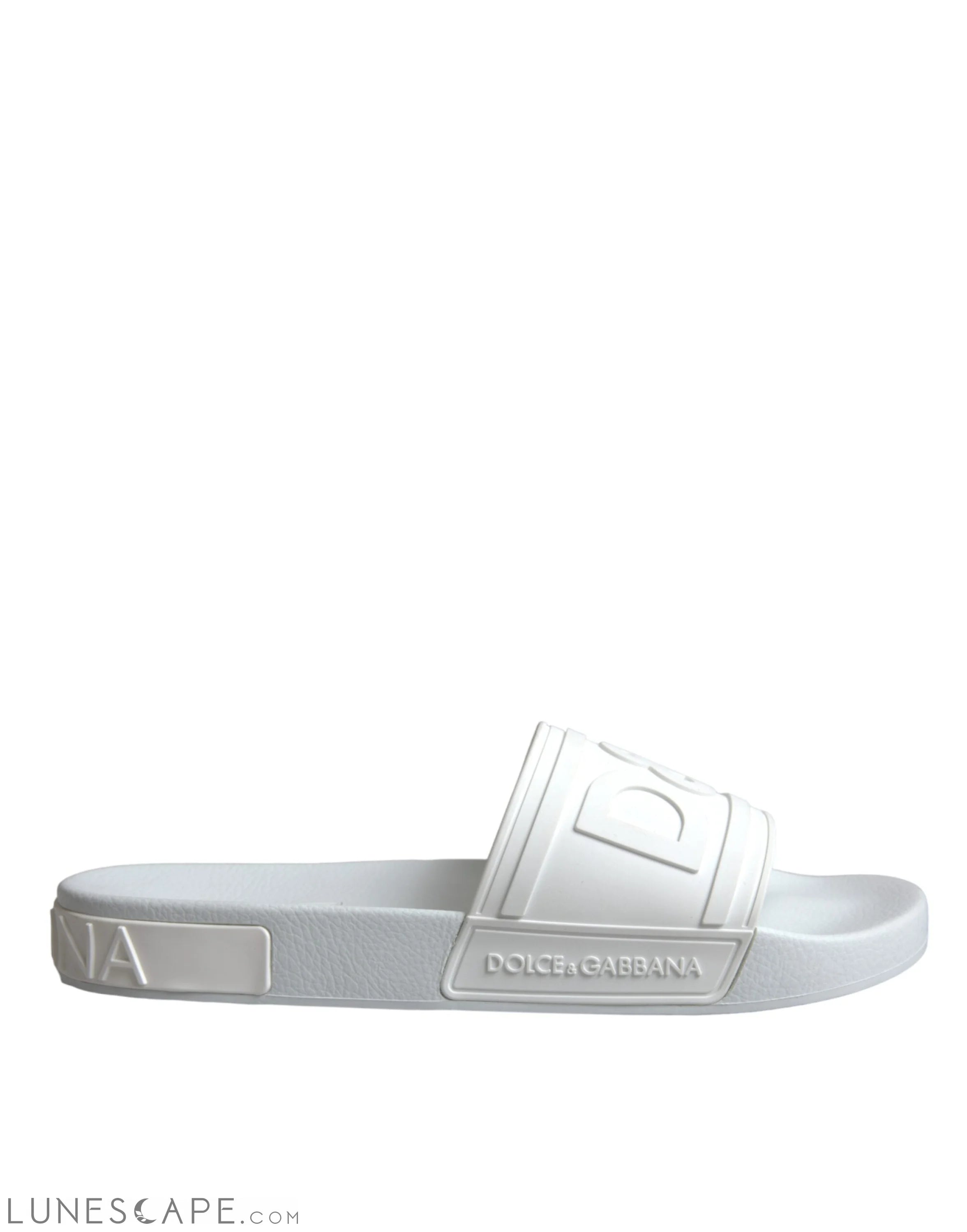 Dolce & Gabbana White Rubber Slides Sandals Beachwear Shoes LUNESCAPE