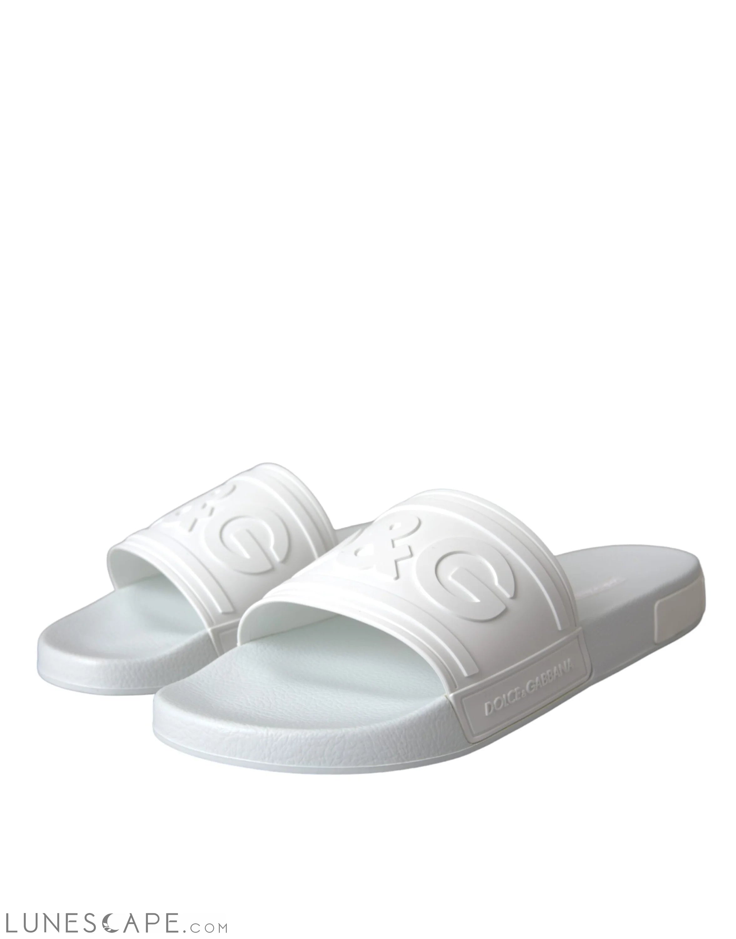 Dolce & Gabbana White Rubber Slides Sandals Beachwear Shoes LUNESCAPE