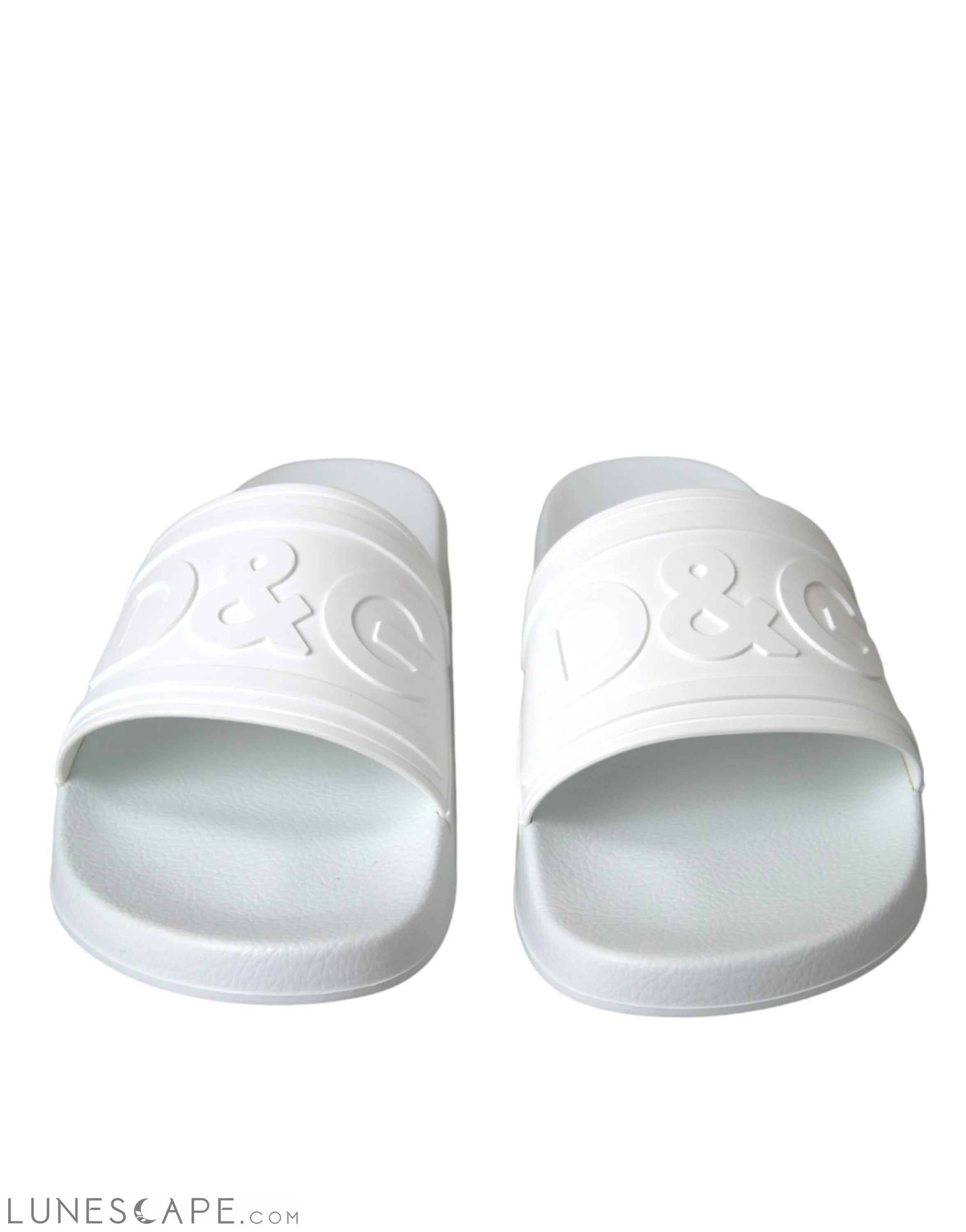 Dolce & Gabbana White Rubber Slides Sandals Beachwear Shoes LUNESCAPE