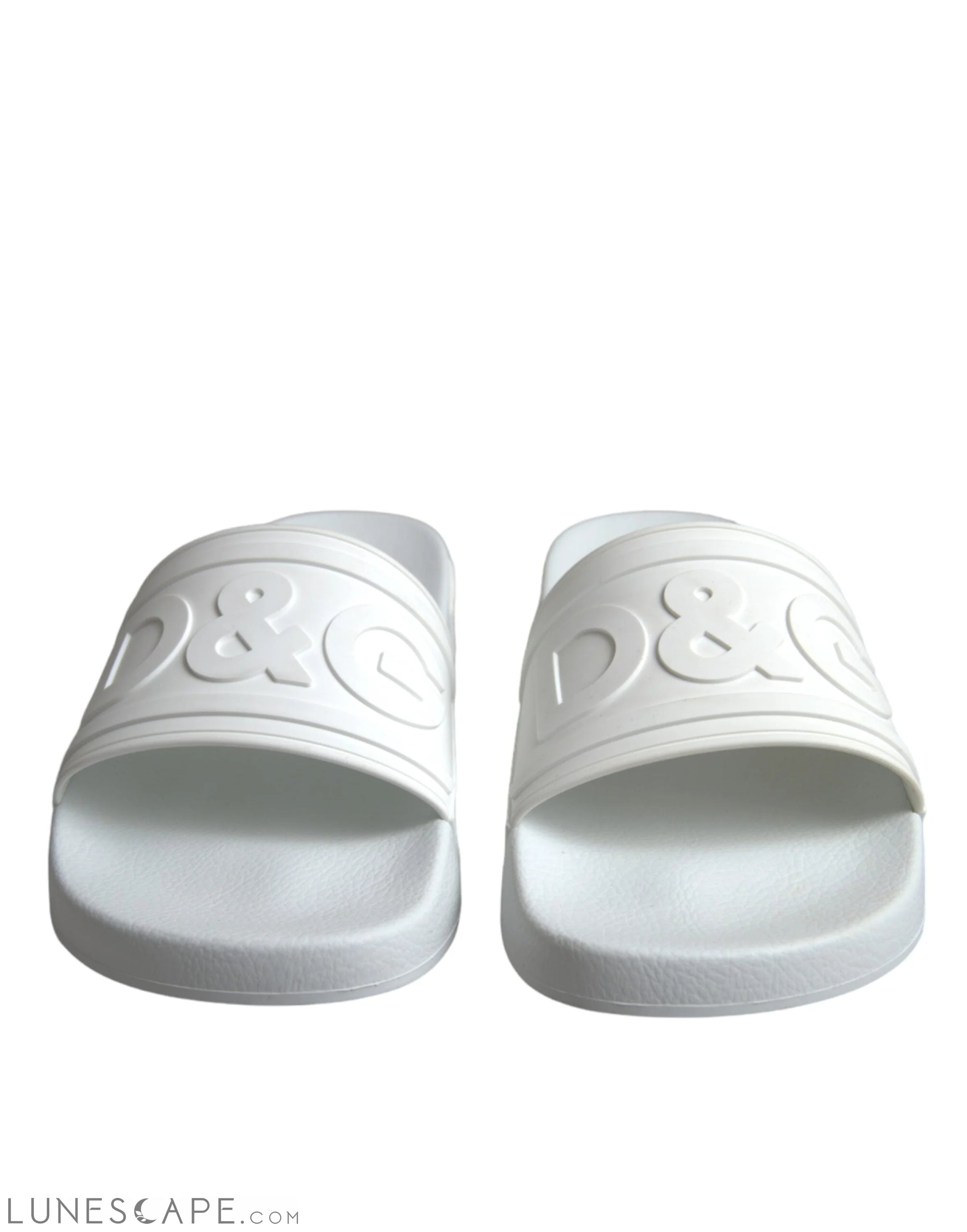 Dolce & Gabbana White Rubber Slides Sandals Beachwear Shoes LUNESCAPE