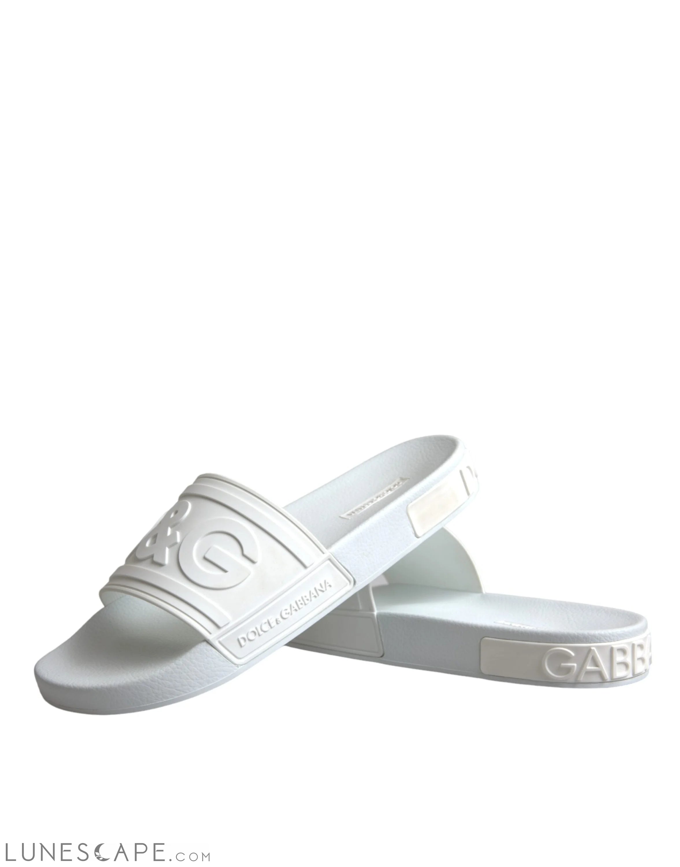 Dolce & Gabbana White Rubber Slides Sandals Beachwear Shoes LUNESCAPE