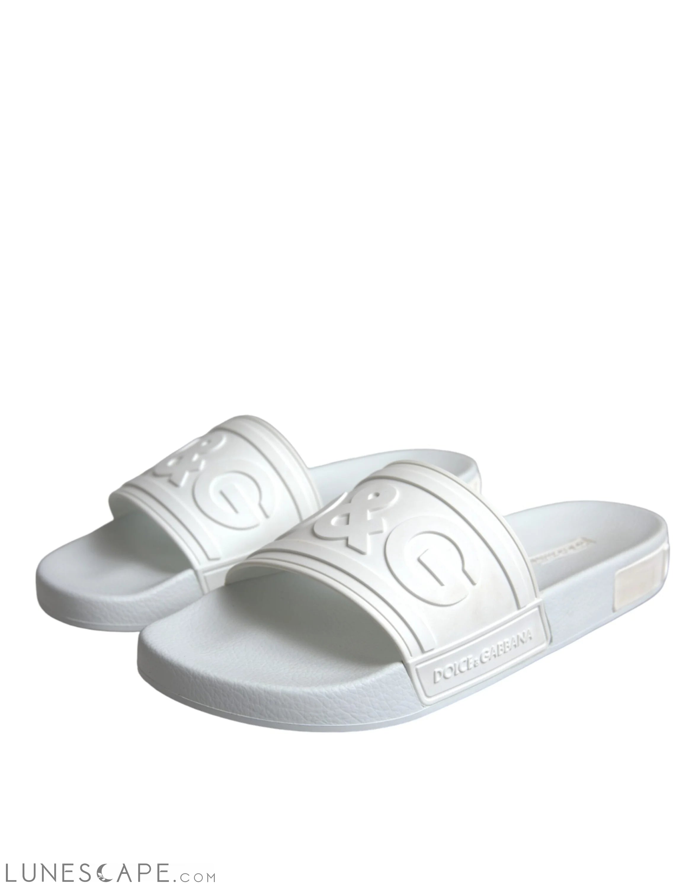 Dolce & Gabbana White Rubber Slides Sandals Beachwear Shoes LUNESCAPE