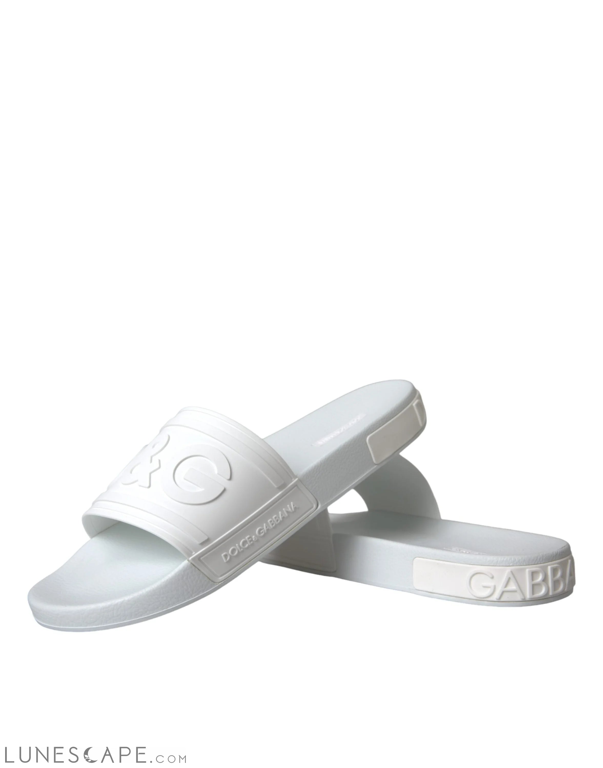 Dolce & Gabbana White Rubber Slides Sandals Beachwear Shoes LUNESCAPE