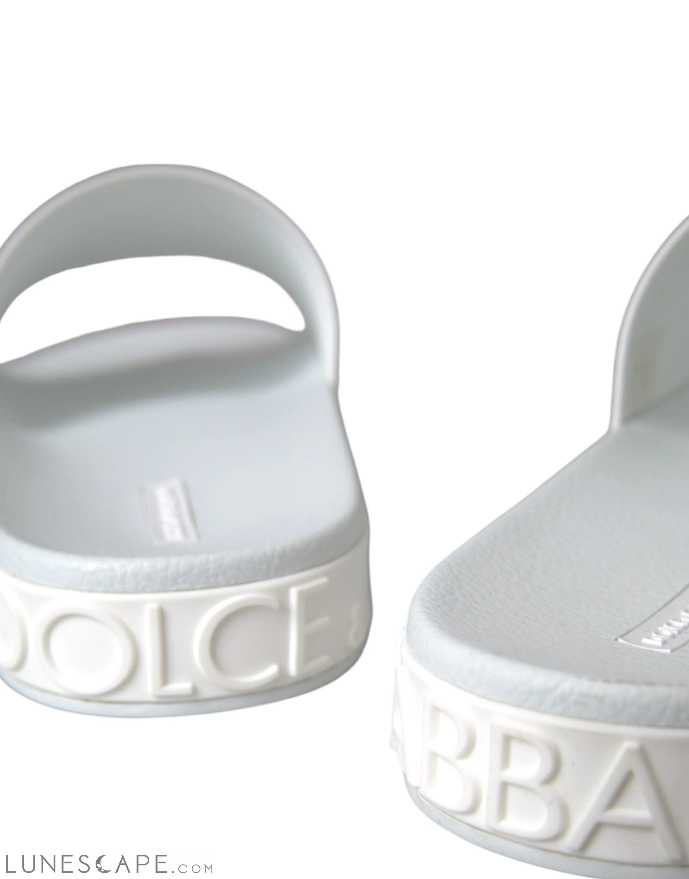 Dolce & Gabbana White Rubber Slides Sandals Beachwear Shoes LUNESCAPE