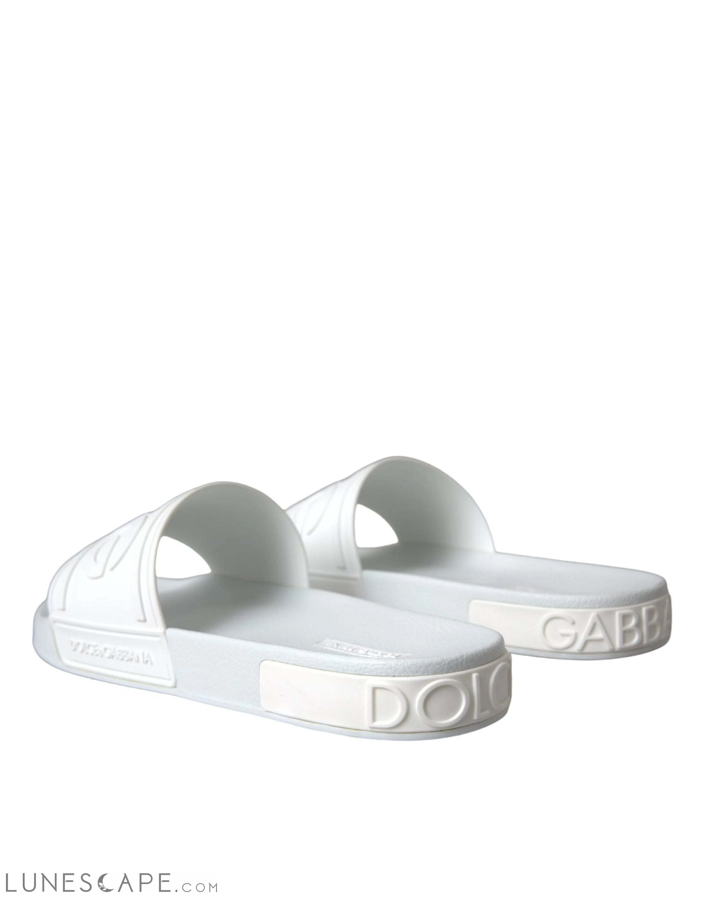 Dolce & Gabbana White Rubber Slides Sandals Beachwear Shoes LUNESCAPE