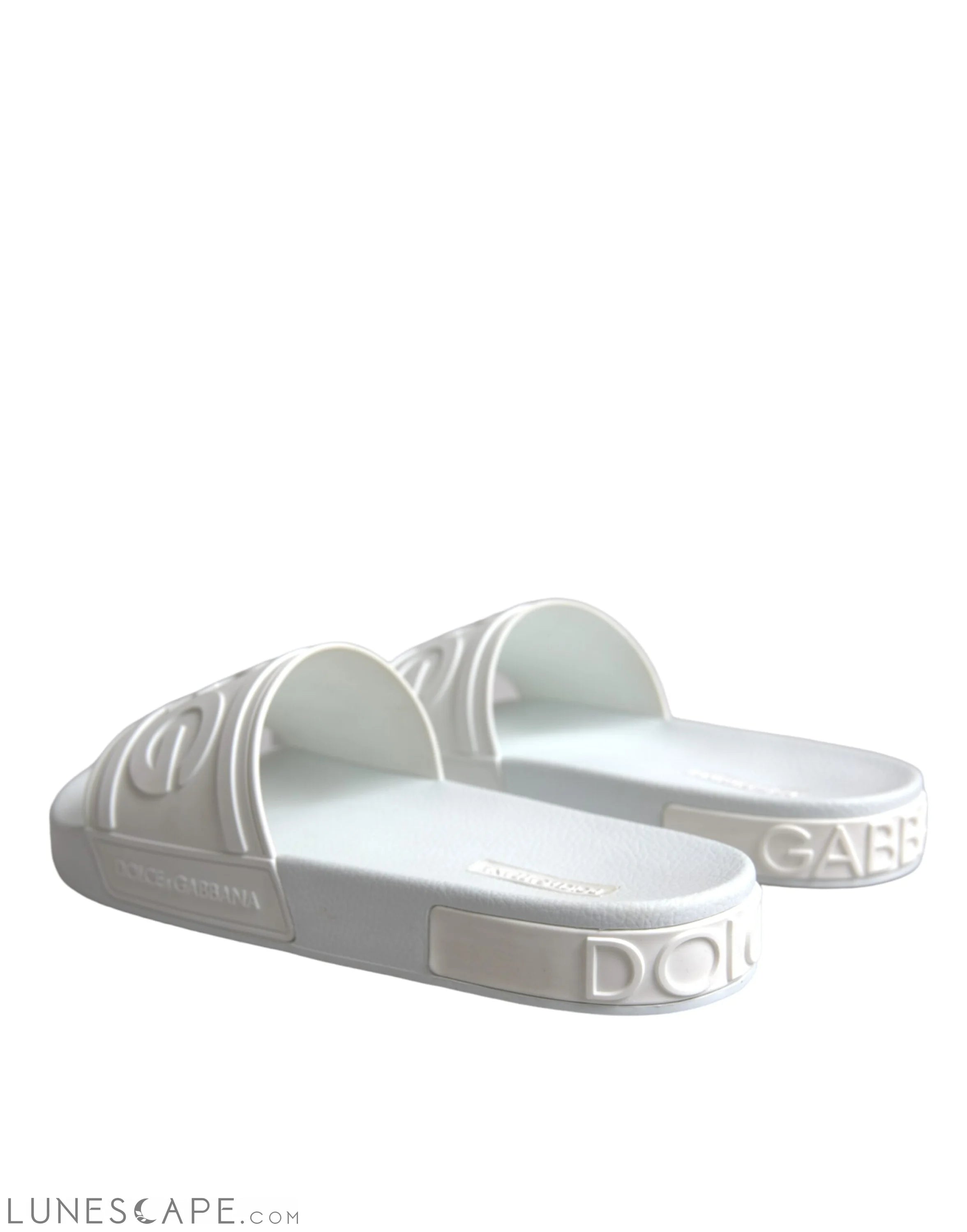 Dolce & Gabbana White Rubber Slides Sandals Beachwear Shoes LUNESCAPE