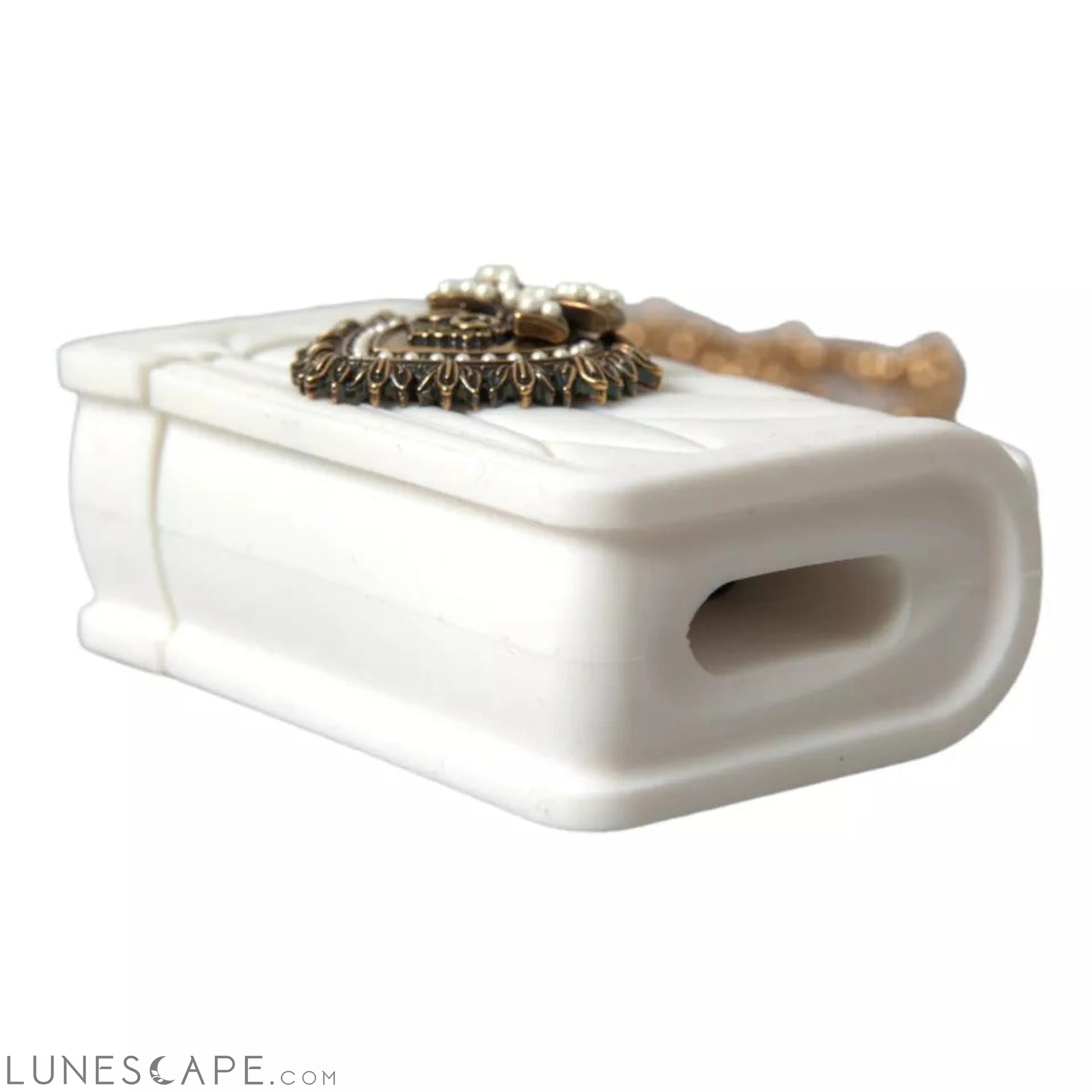 Dolce & Gabbana White Silicone Devotion Heart Bag Gold Chain Hand Airpods Case LUNESCAPE