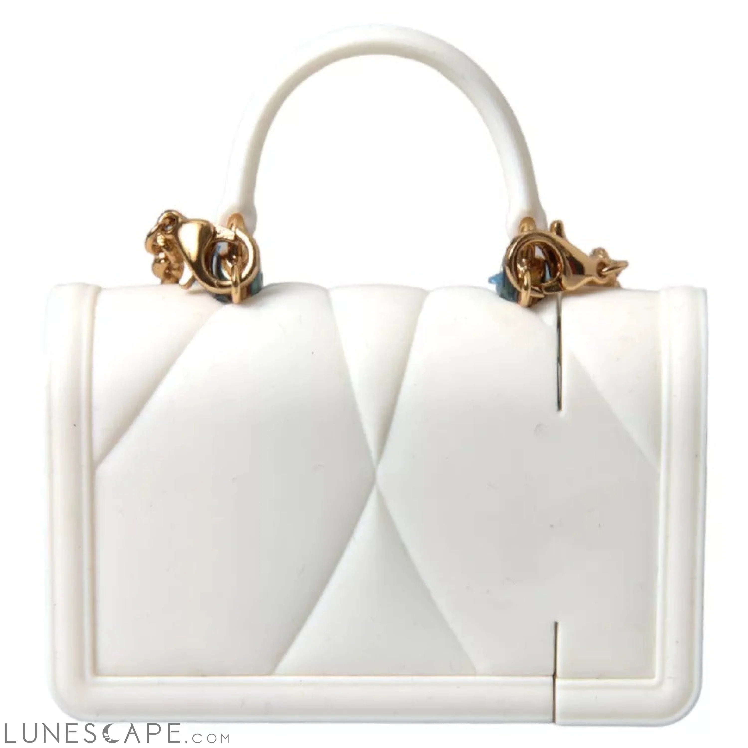 Dolce & Gabbana White Silicone Devotion Heart Bag Gold Chain Hand Airpods Case LUNESCAPE