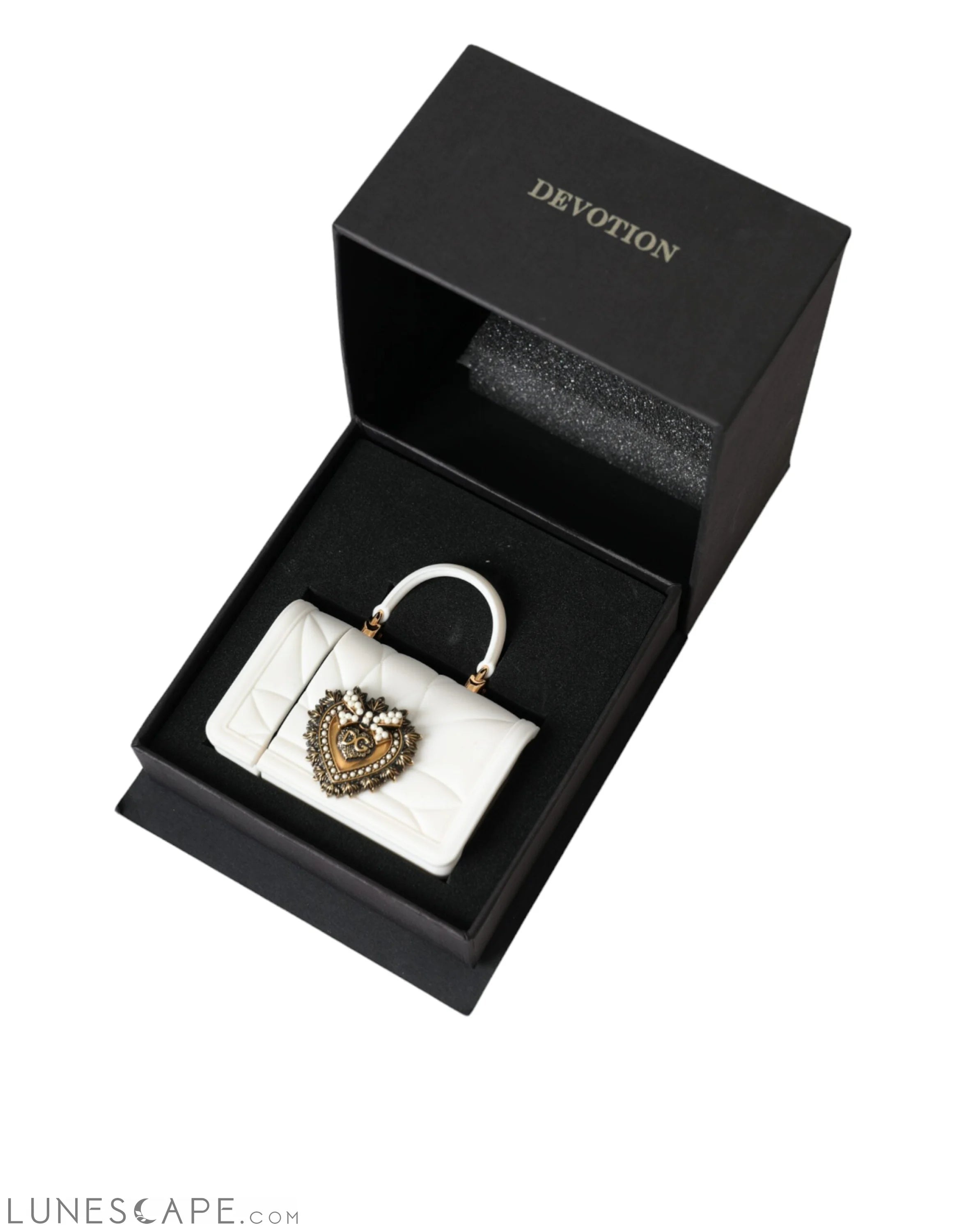 Dolce & Gabbana White Silicone Devotion Heart Cover Hand Bag Airpod Case LUNESCAPE