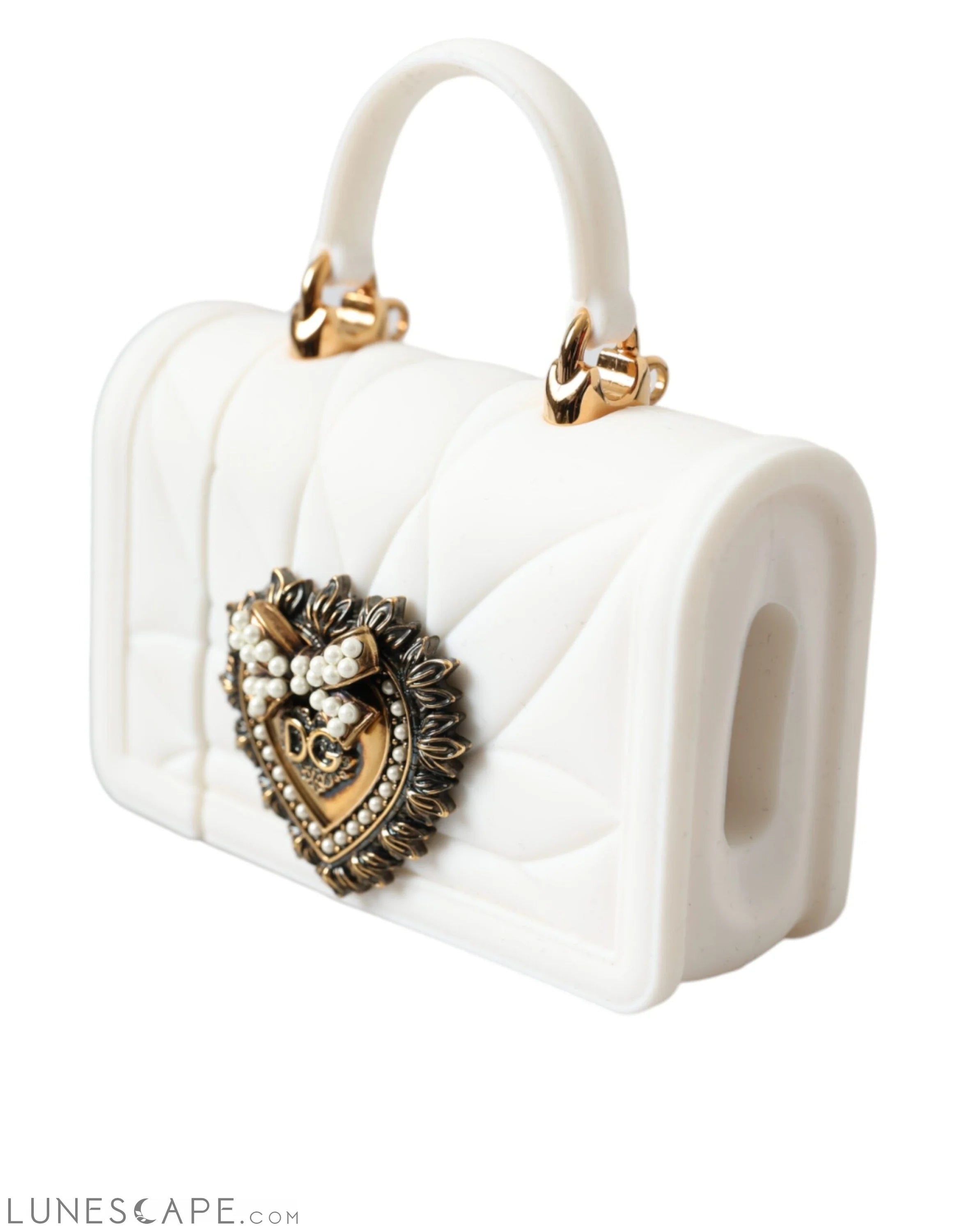 Dolce & Gabbana White Silicone Devotion Heart Cover Hand Bag Airpod Case LUNESCAPE
