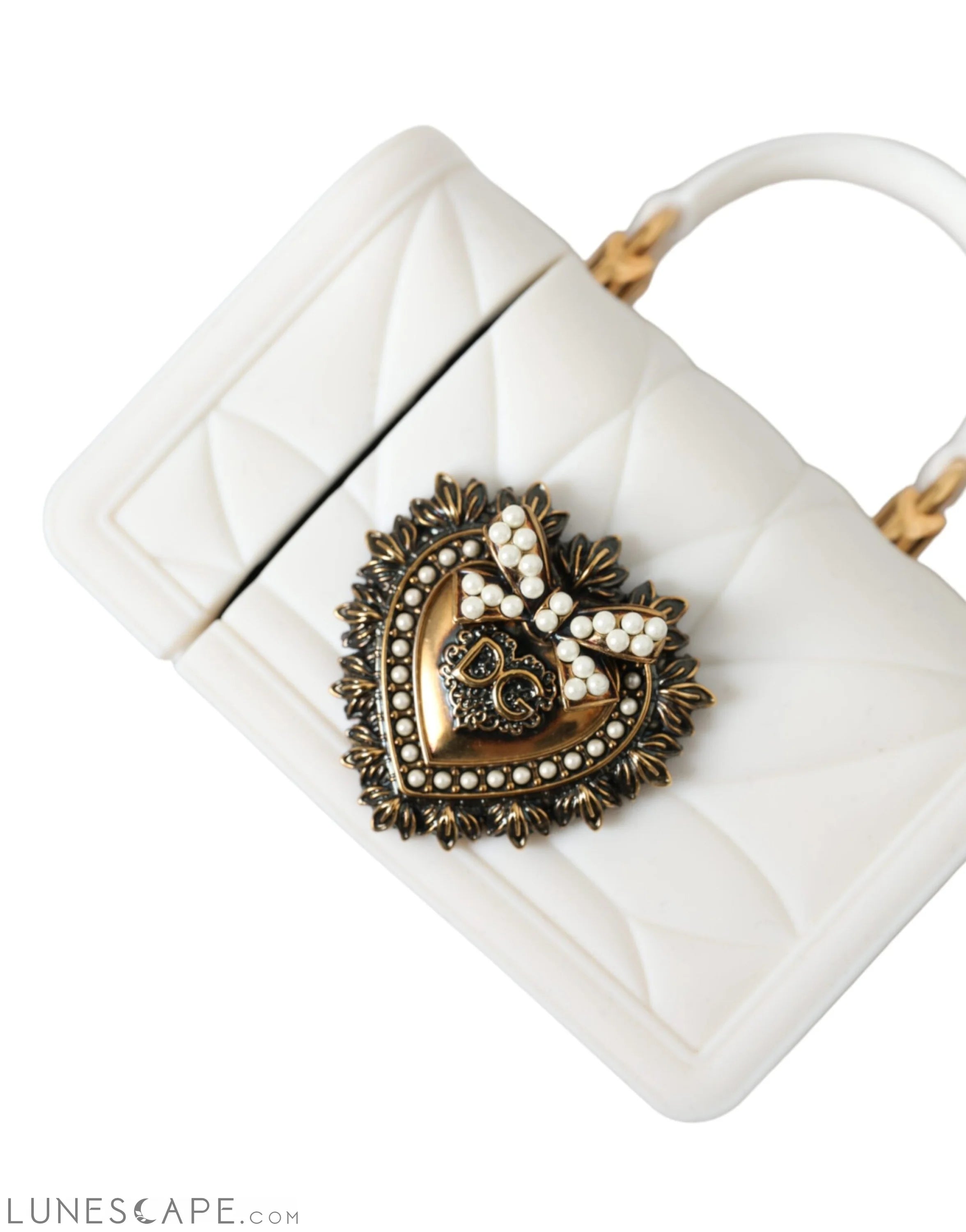Dolce & Gabbana White Silicone Devotion Heart Cover Hand Bag Airpod Case LUNESCAPE