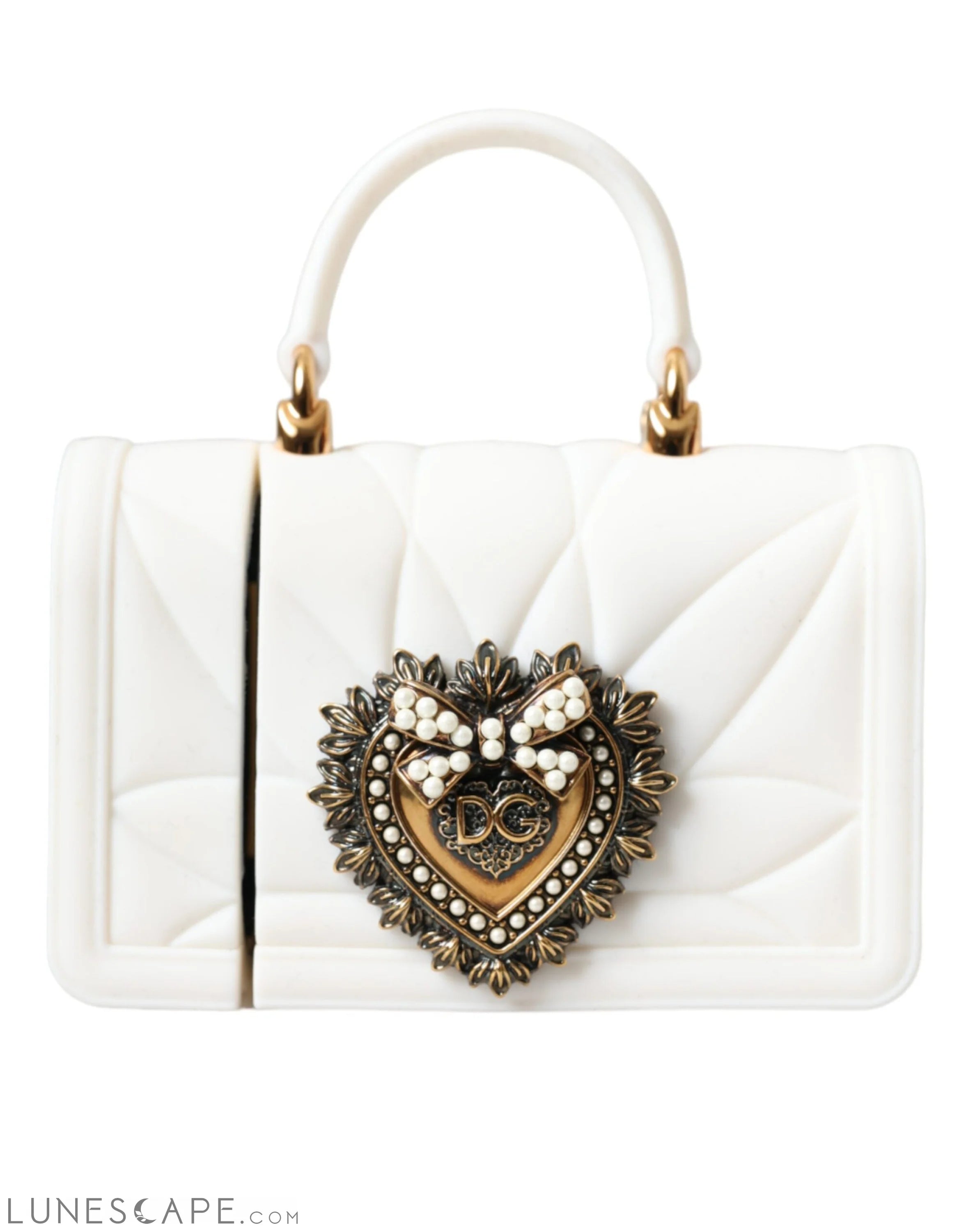 Dolce & Gabbana White Silicone Devotion Heart Cover Hand Bag Airpod Case LUNESCAPE