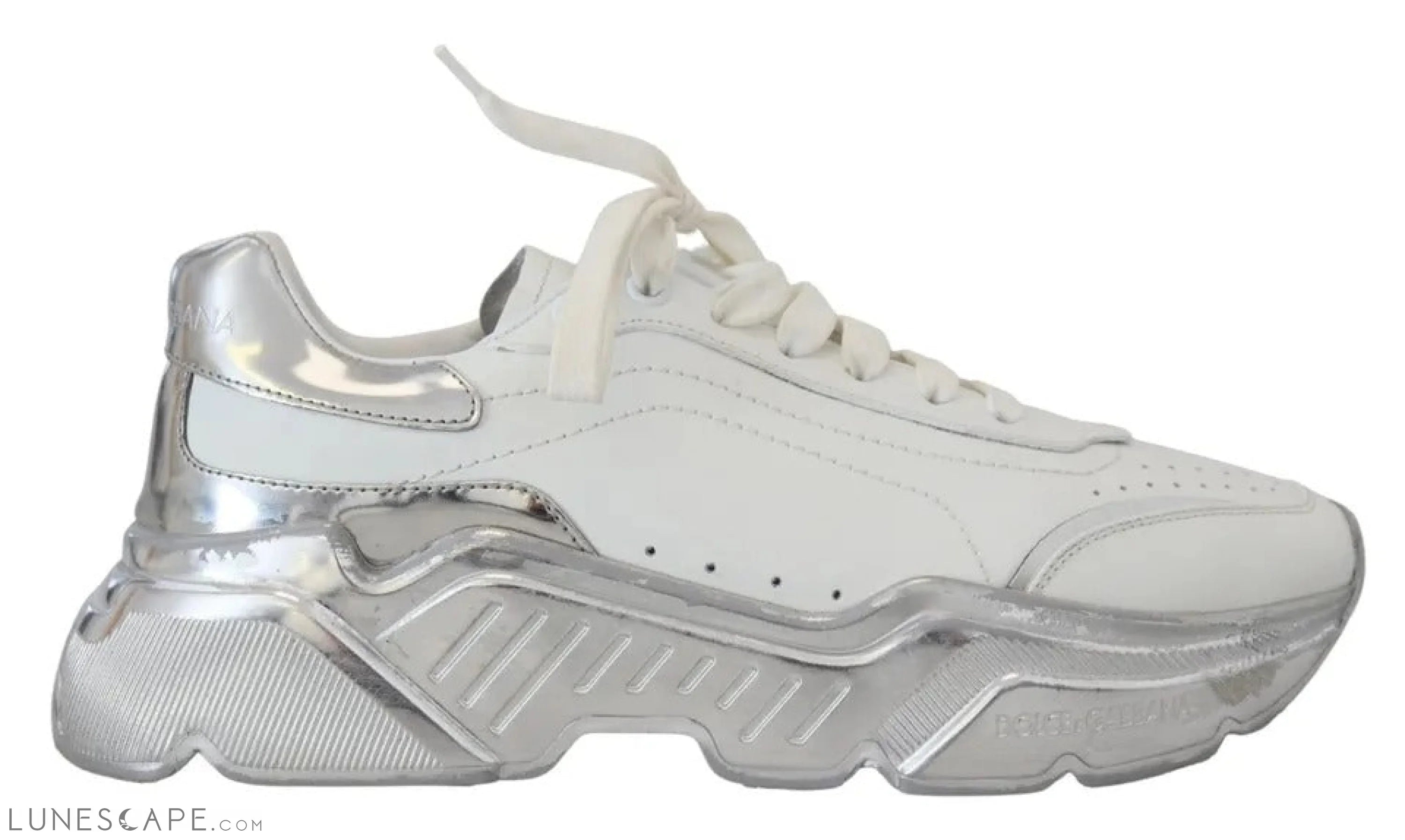 Dolce & Gabbana White Silver Leather Daymaster Women Sneakers Shoes LUNESCAPE