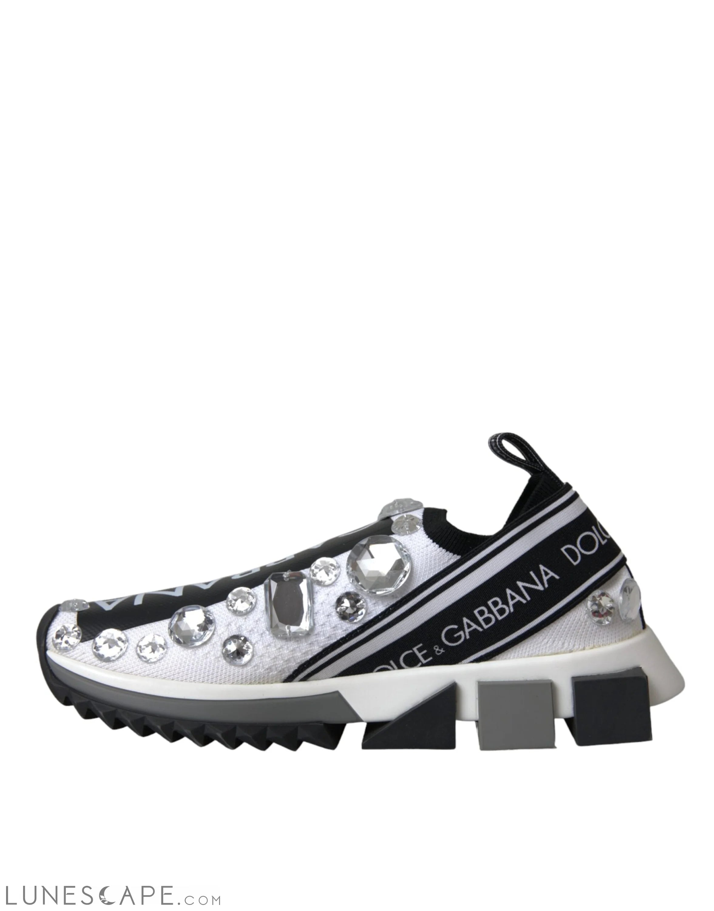 Dolce & Gabbana White Sorrento Crystals Sneakers Shoes LUNESCAPE