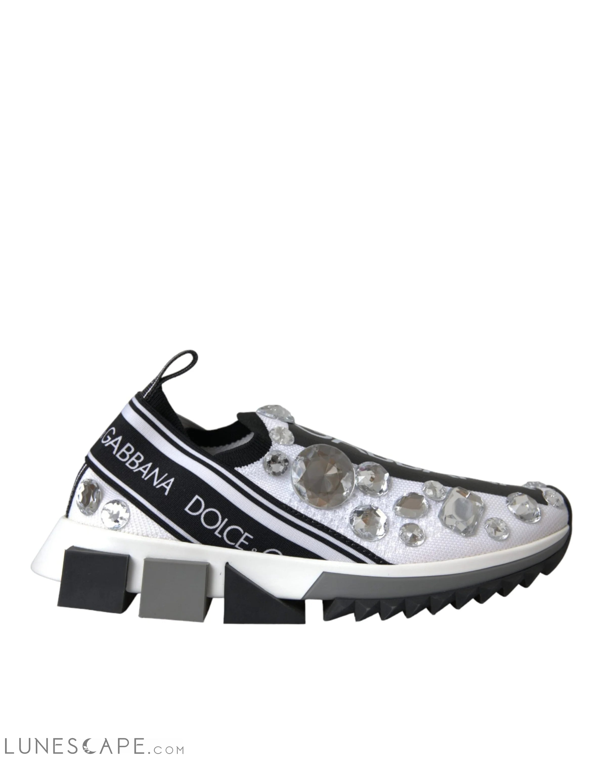 Dolce & Gabbana White Sorrento Crystals Sneakers Shoes LUNESCAPE