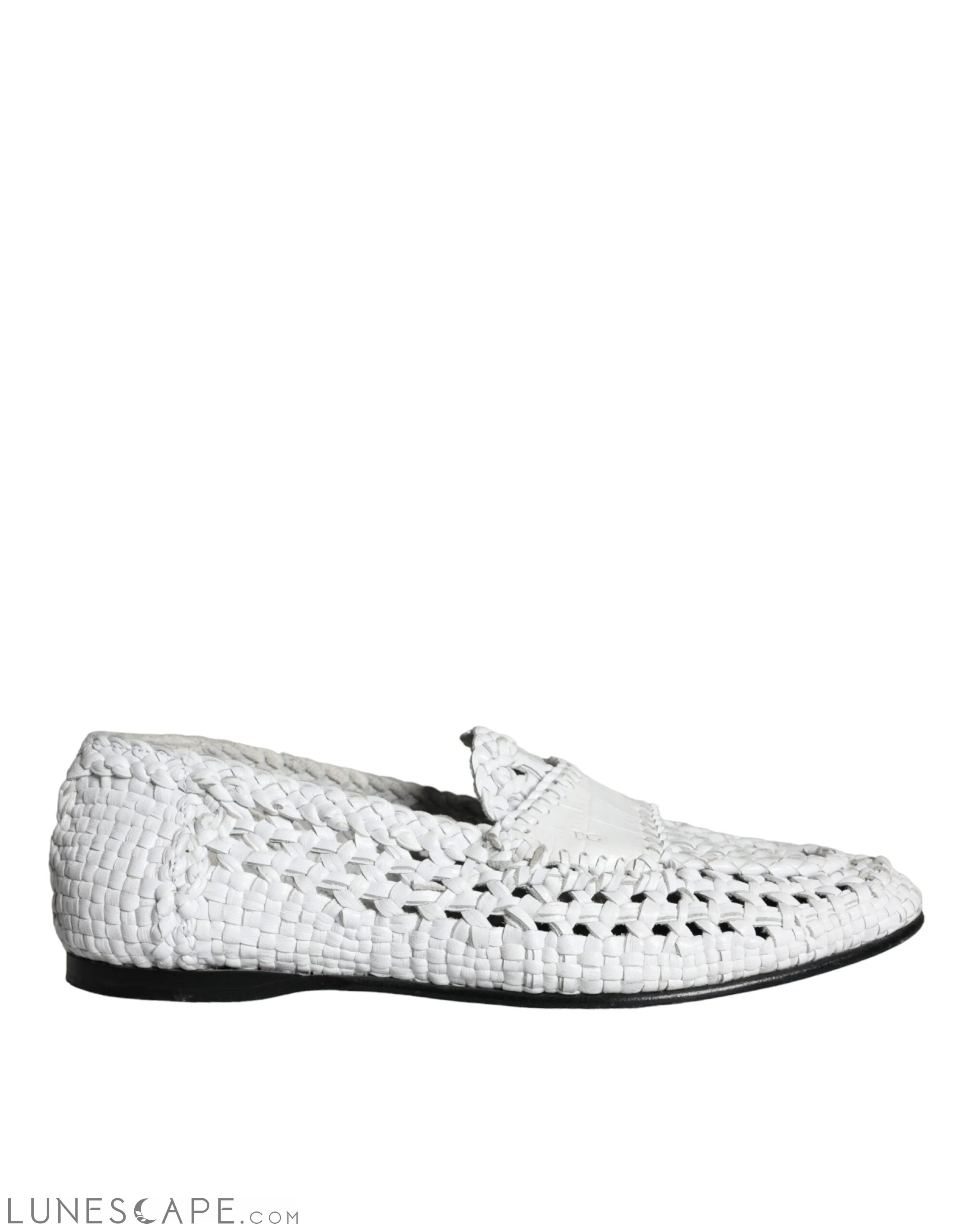Dolce & Gabbana White Woven Leather Slip On Loafers Men Shoes LUNESCAPE