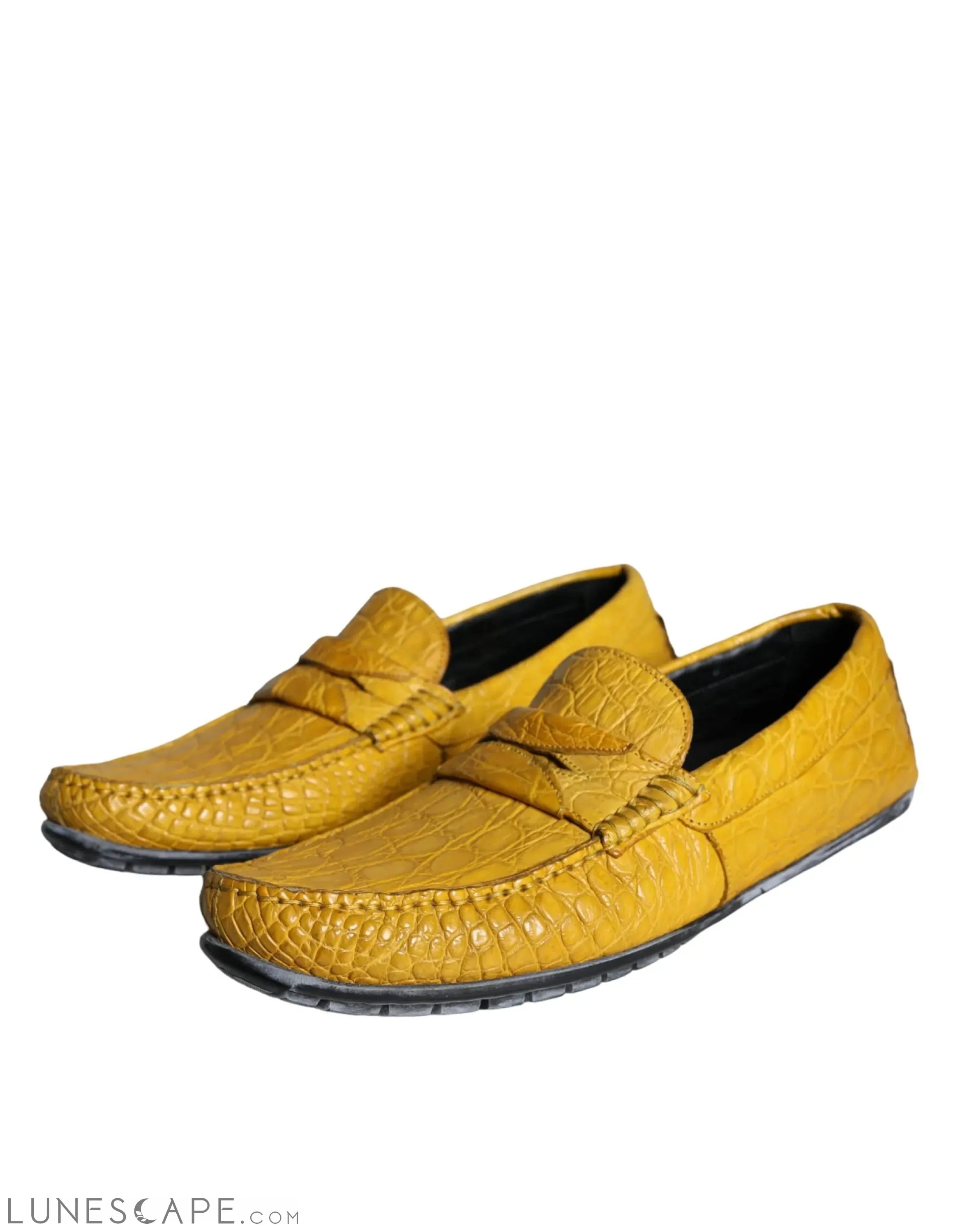 Dolce & Gabbana Yellow Leather Slip Mocassin Loafers Shoes LUNESCAPE