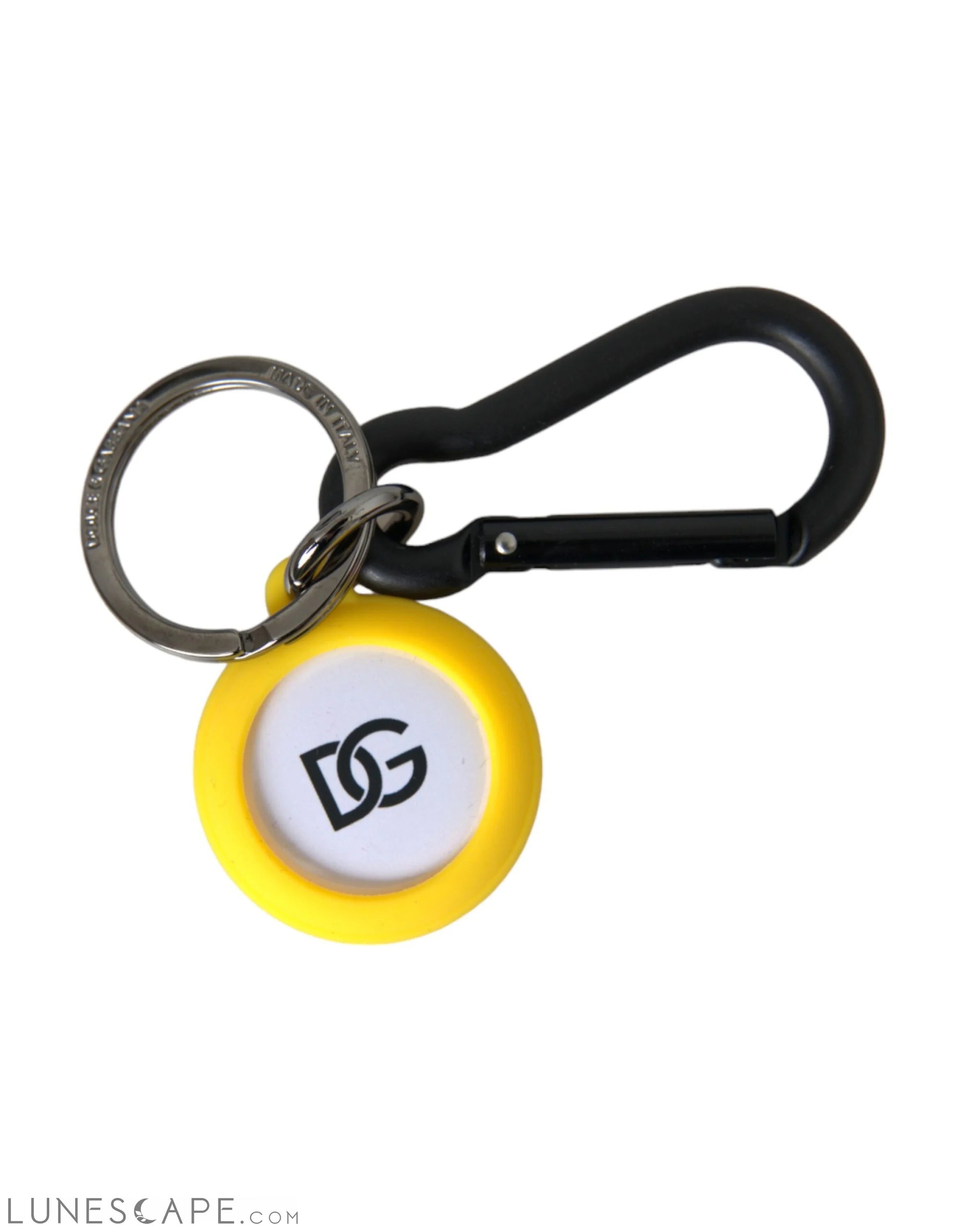 Dolce & Gabbana Yellow Rubber DG Logo Round Brass Metal Keychain LUNESCAPE