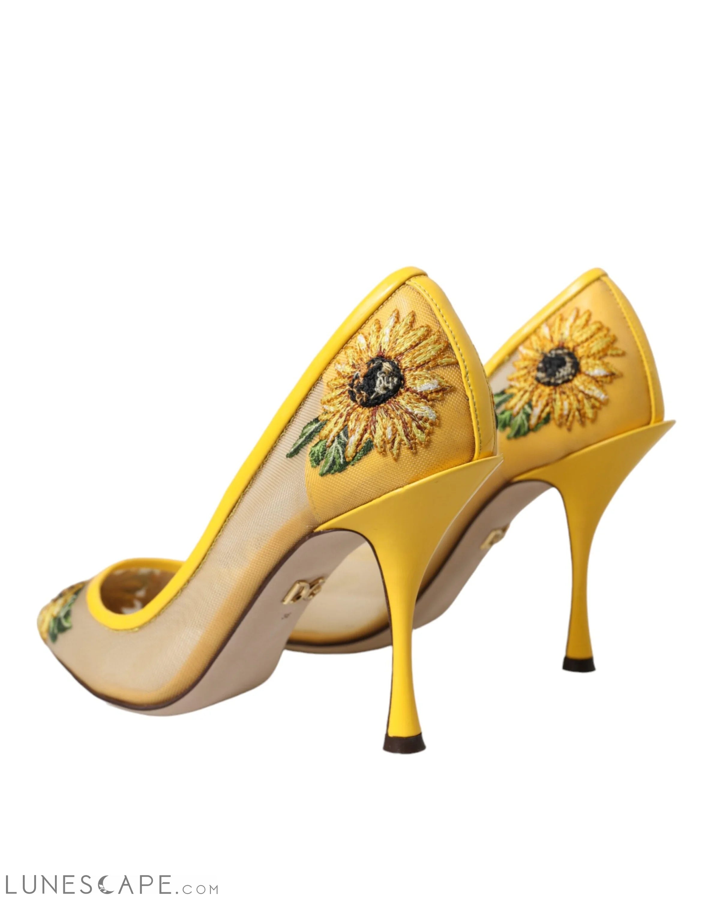 Dolce & Gabbana Yellow Sunflower Mesh Heels Pumps Shoes LUNESCAPE