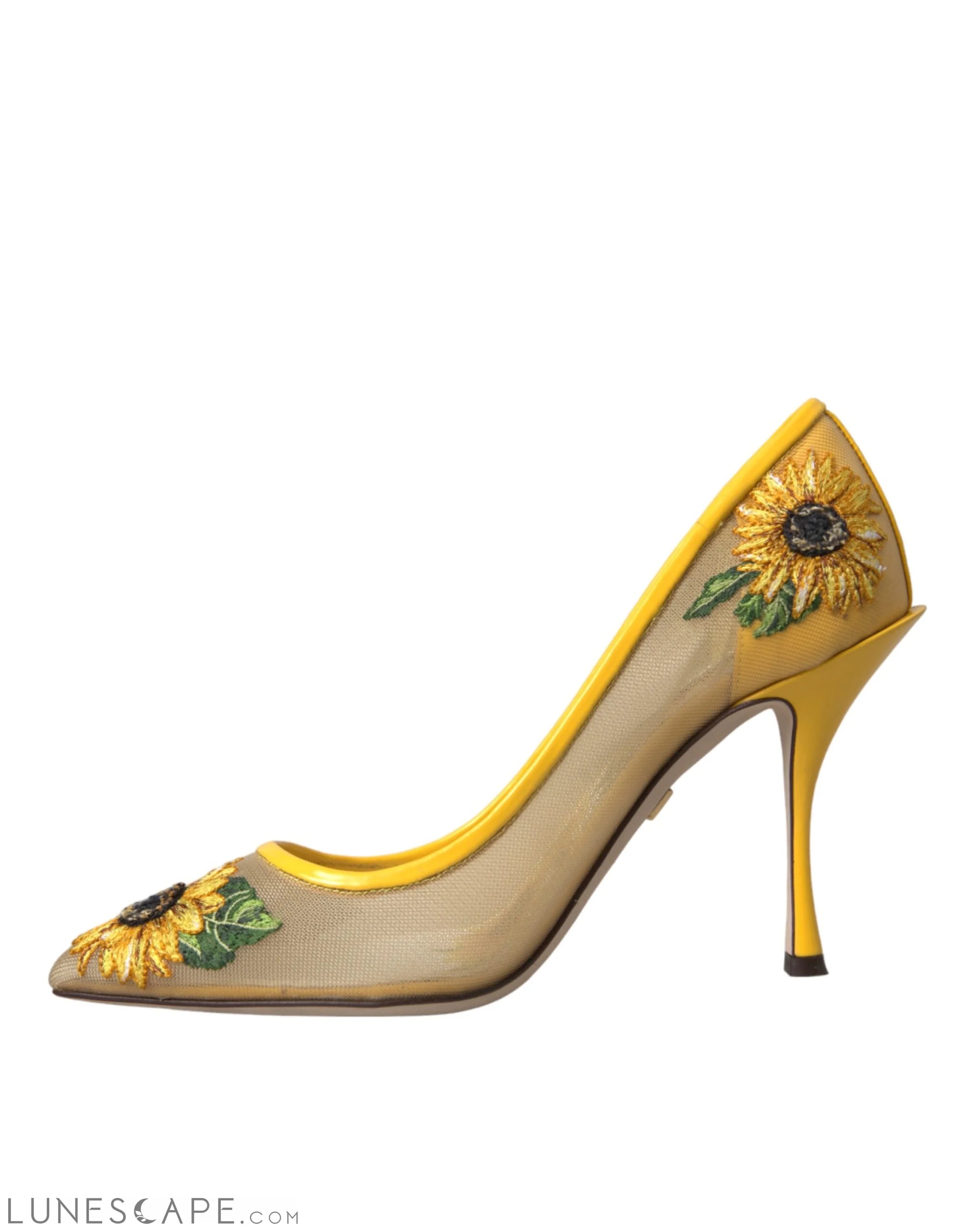 Dolce & Gabbana Yellow Sunflower Mesh Heels Pumps Shoes LUNESCAPE