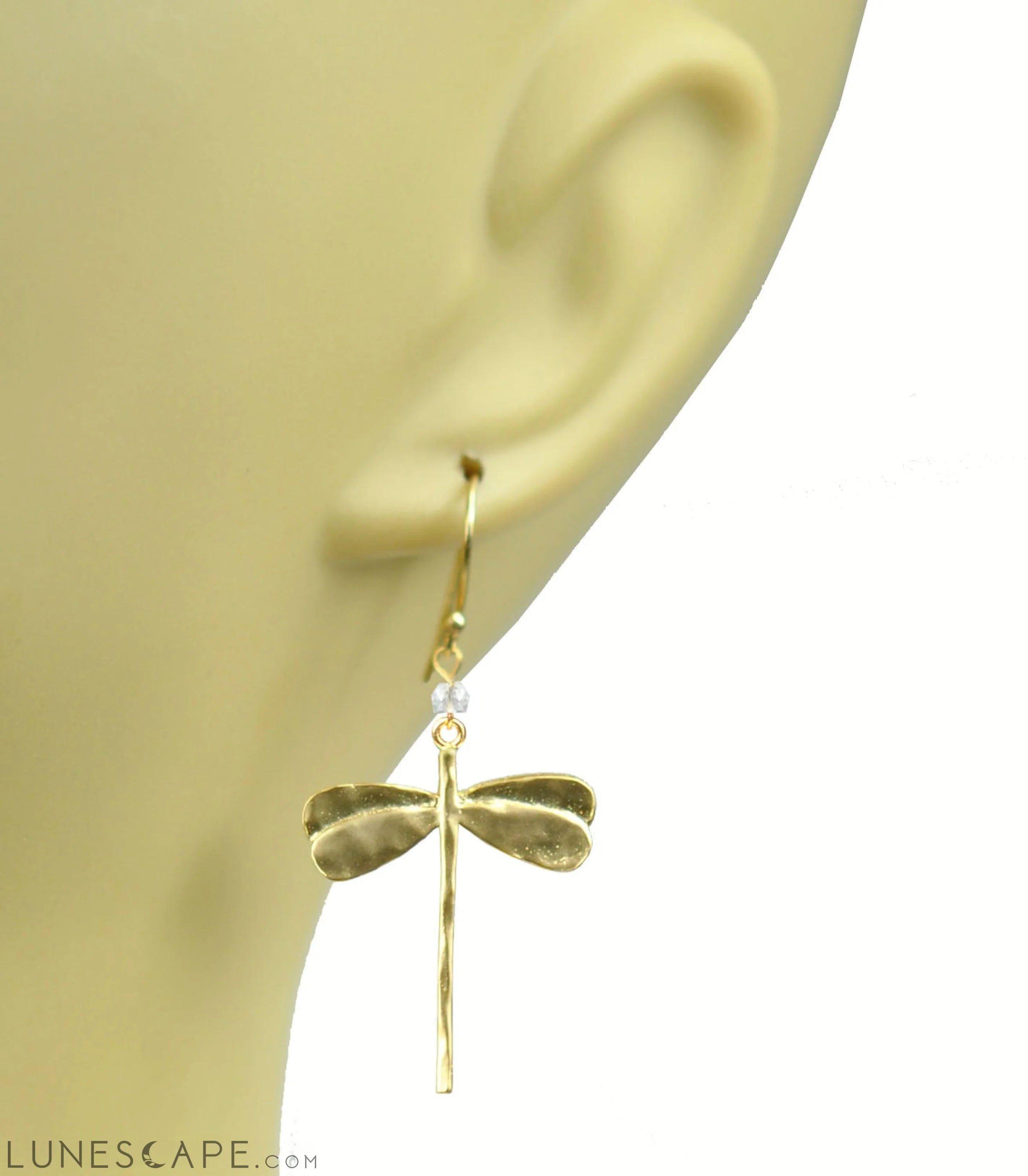 Dragonfly White Topaz Earrings LUNESCAPE