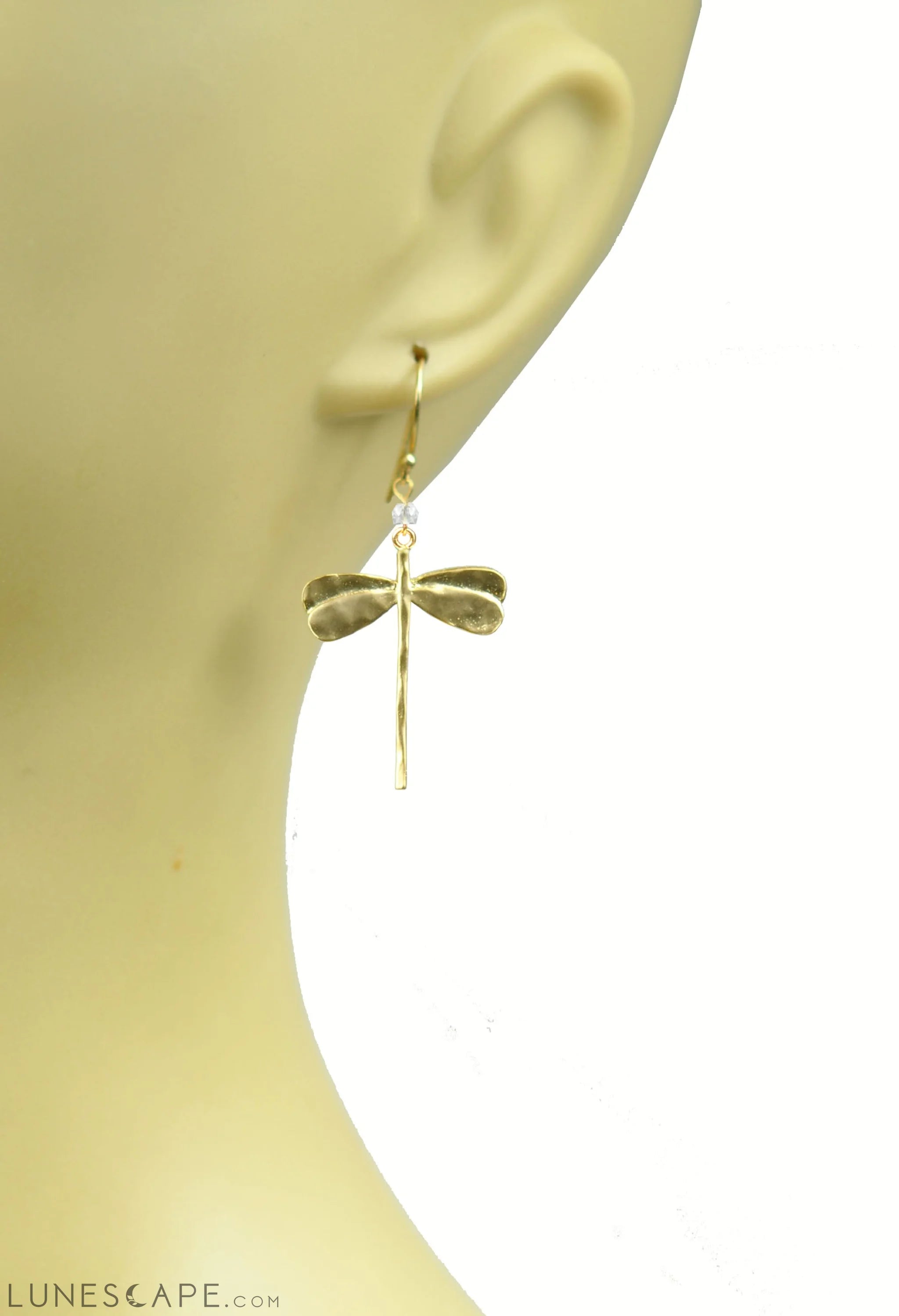 Dragonfly White Topaz Earrings LUNESCAPE