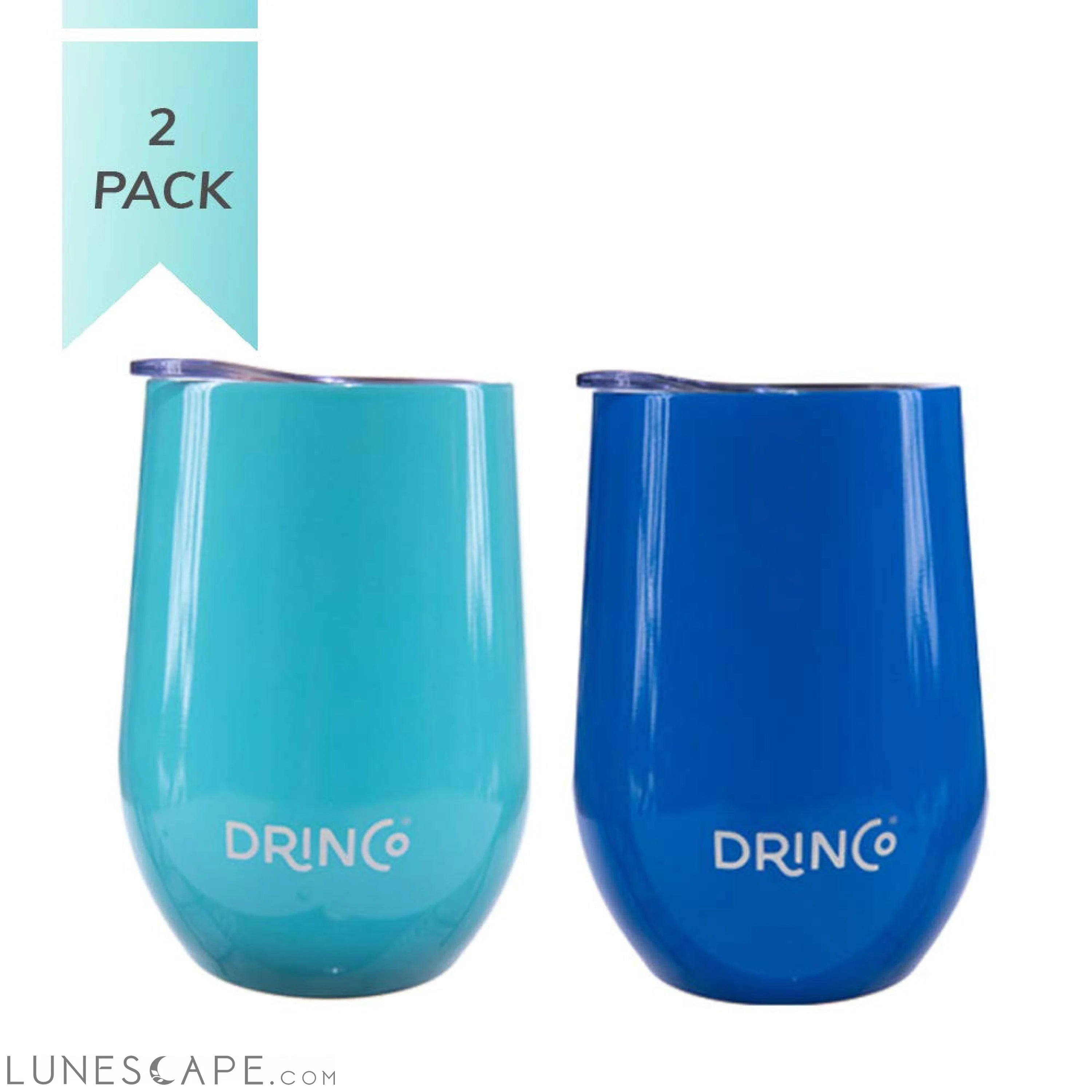 DRINCO® 12oz 2PK Insulated Wine Tumbler Glass (OG Aqua/Blue) LUNESCAPE