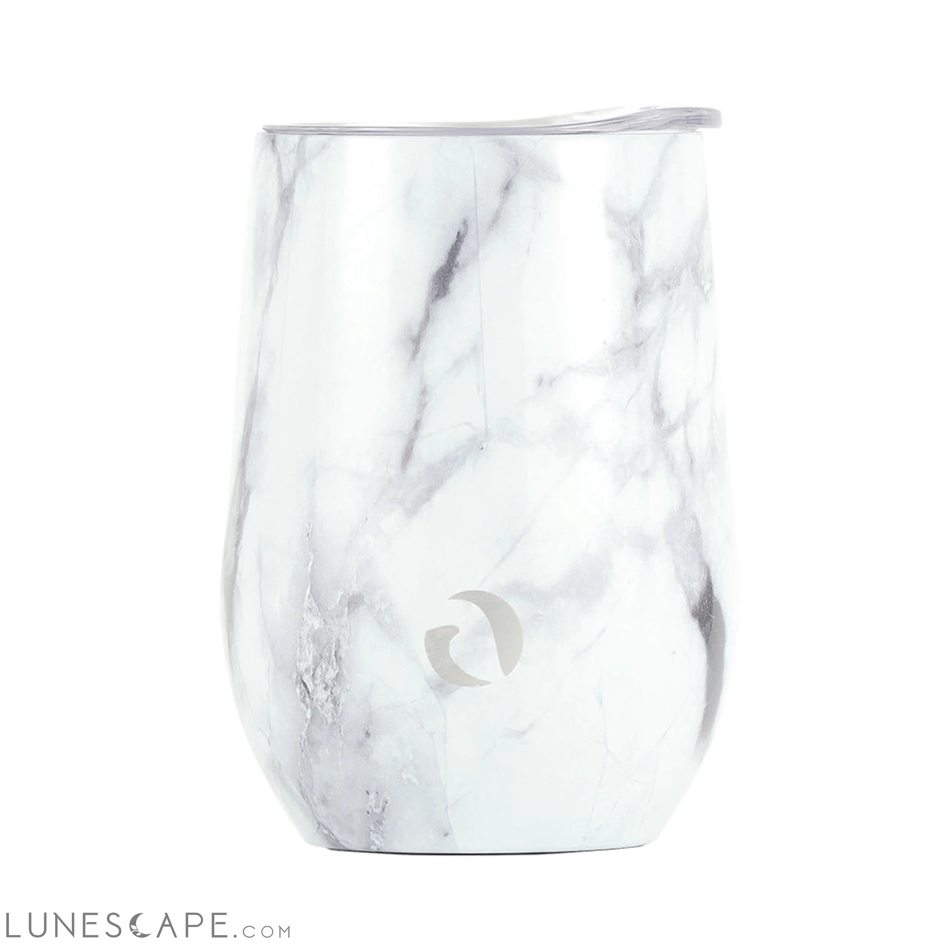 DRINCO® 12oz Insulated Wine Tumbler Glass (Pacifica White Marble) LUNESCAPE