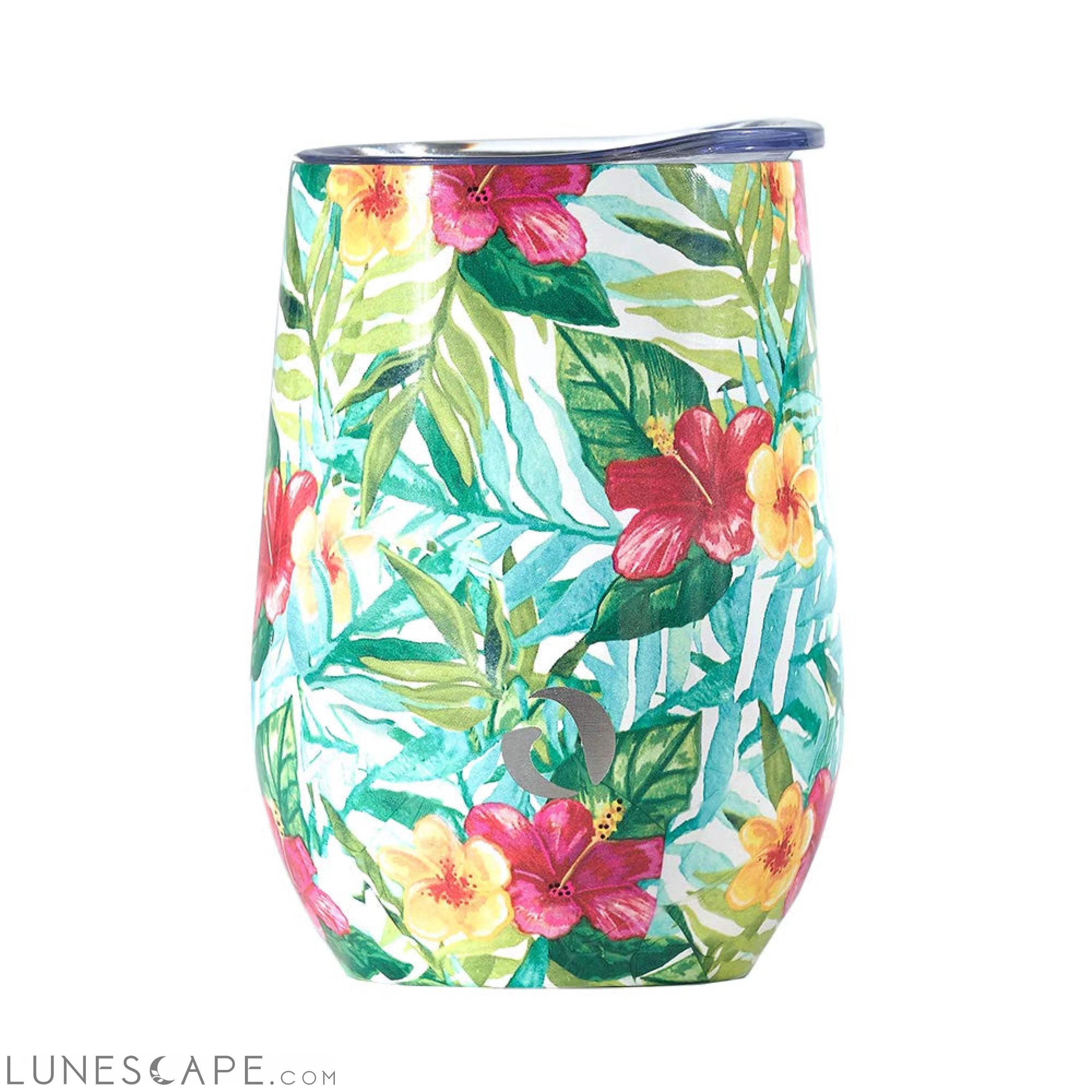 DRINCO® 12oz Insulated Wine Tumbler Glass (Tropical Hues) LUNESCAPE