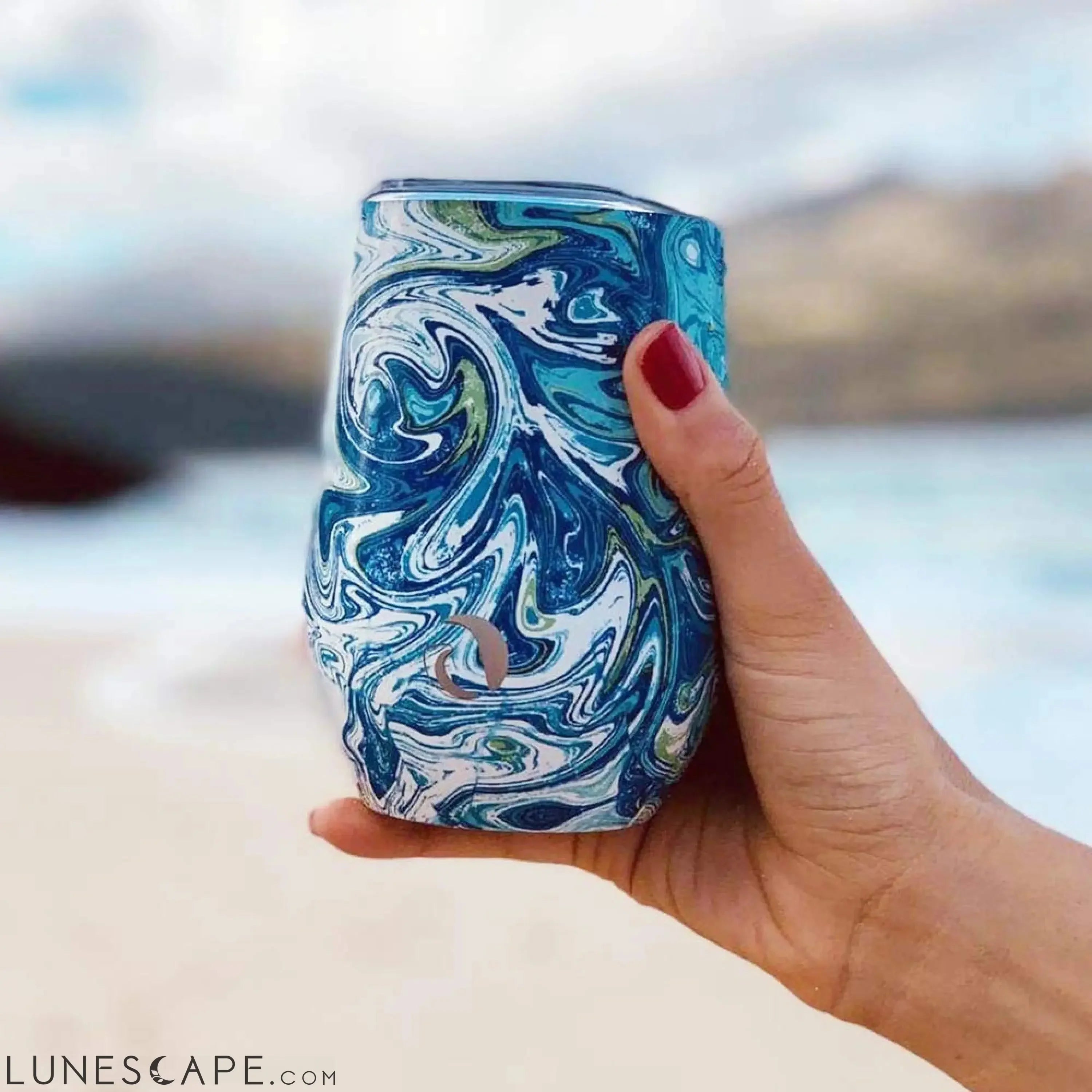 DRINCO® 12oz Insulated Wine Tumbler Glass (Venice Swirl) LUNESCAPE