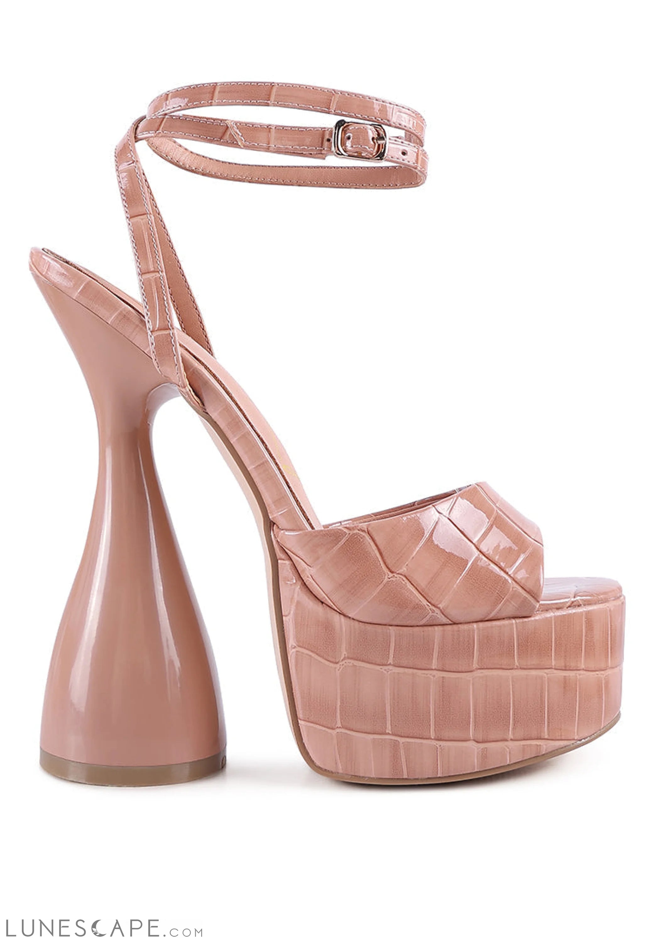 Drop Dead Patent Croc Ultra High Platform Sandals LUNESCAPE