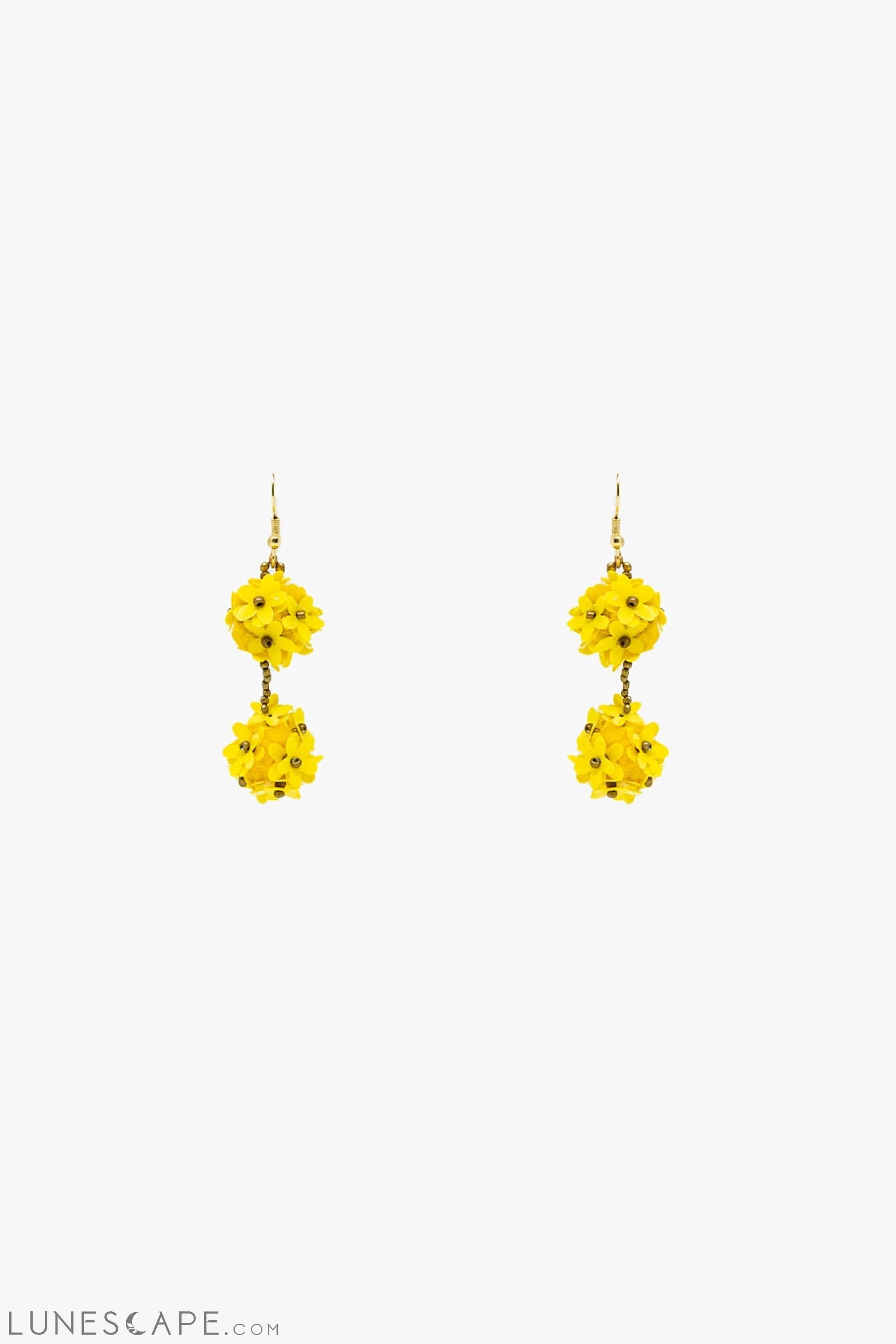 Dropped Flower Statement Earrings With Yellow Daisies LUNESCAPE