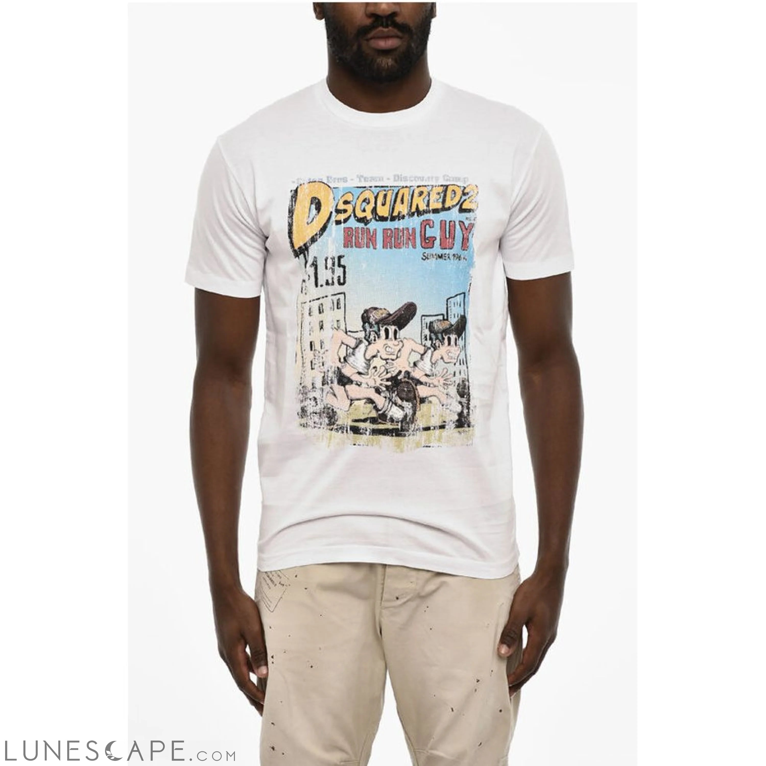 Dsquared² Cotton Crew-neck T-shirt with Frontal Maxi Print LUNESCAPE