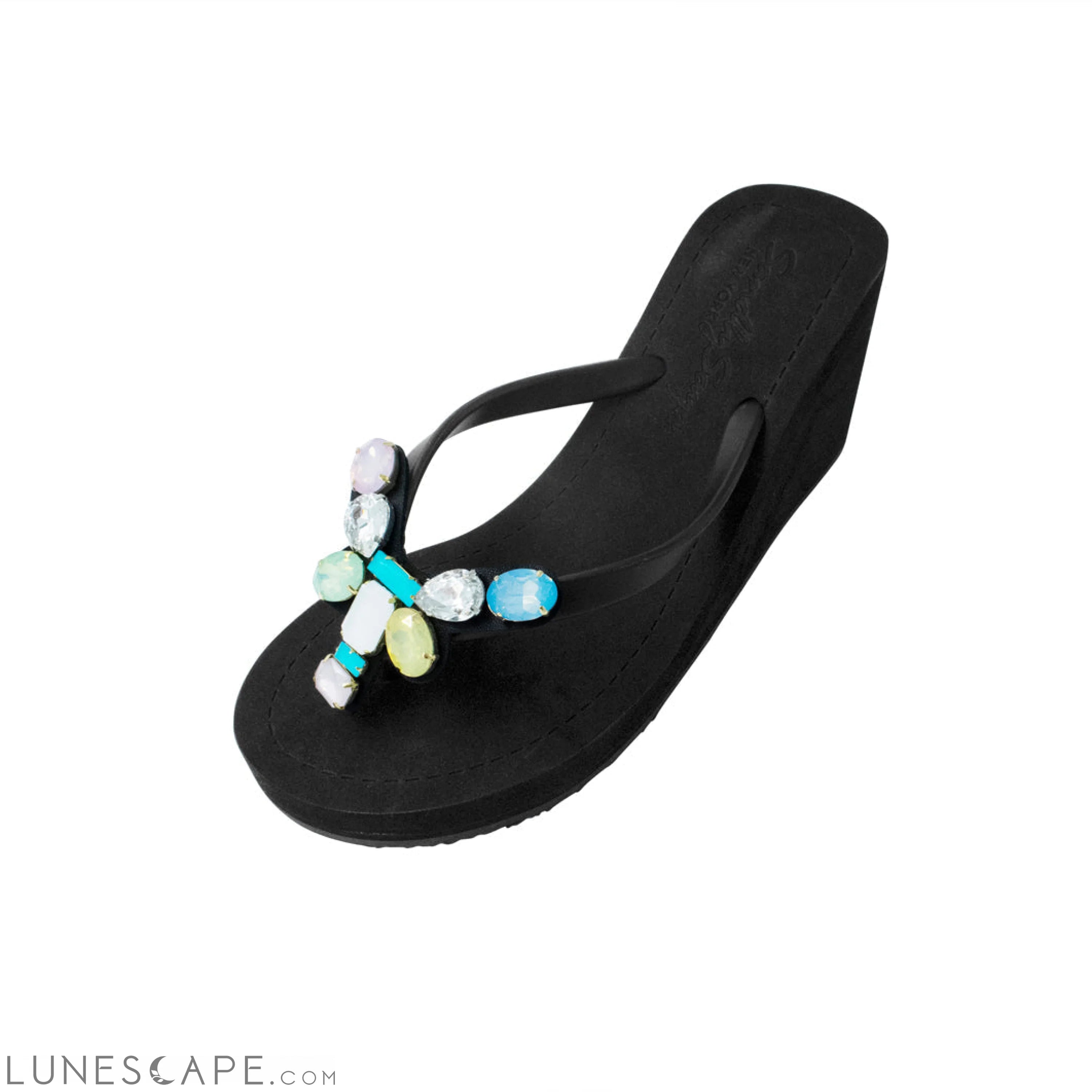 Dumbo - Colorful Crystal Rhinestone Women's High Wedge Flip Flop Sandal LUNESCAPE