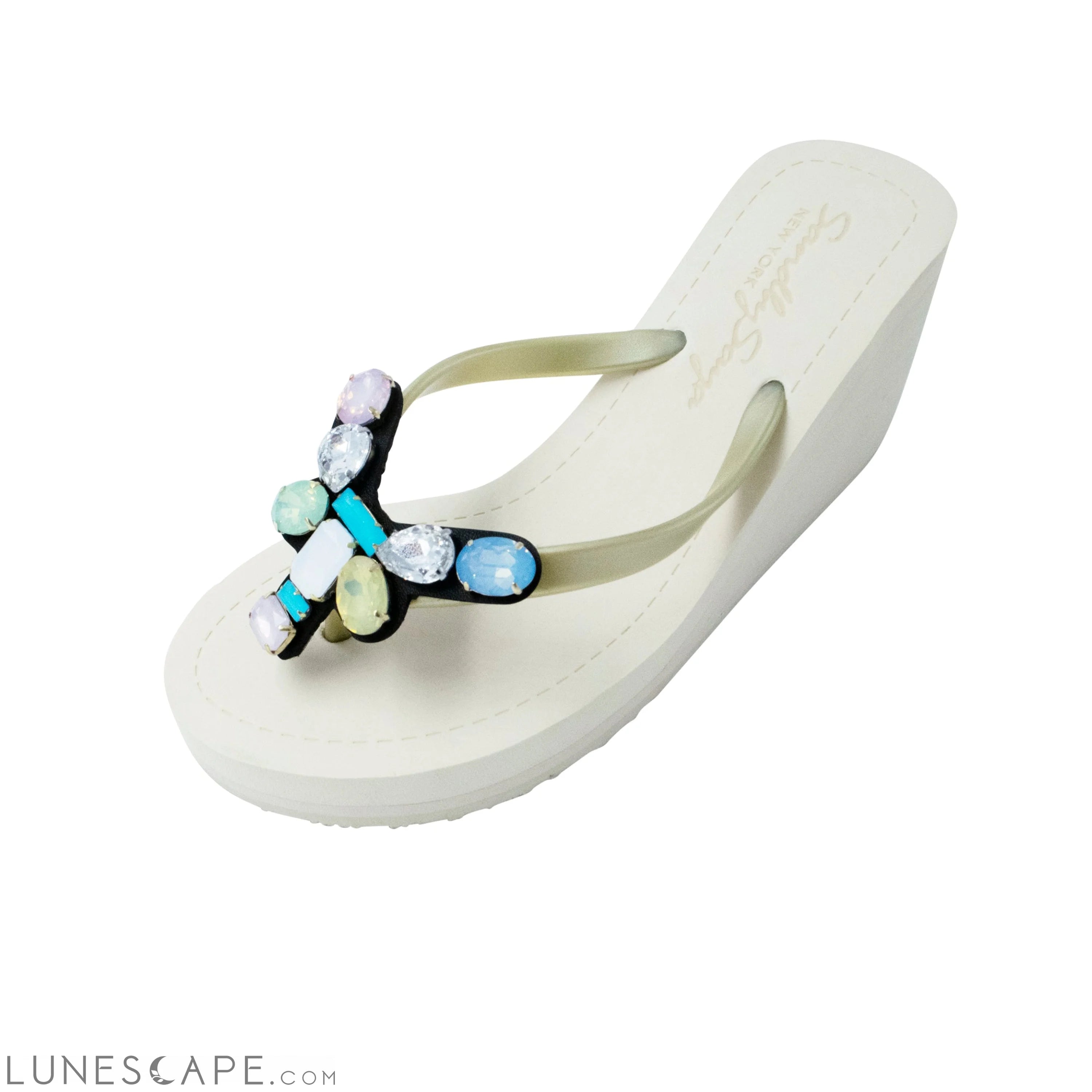 Dumbo - Colorful Crystal Rhinestone Women's High Wedge Flip Flop Sandal LUNESCAPE